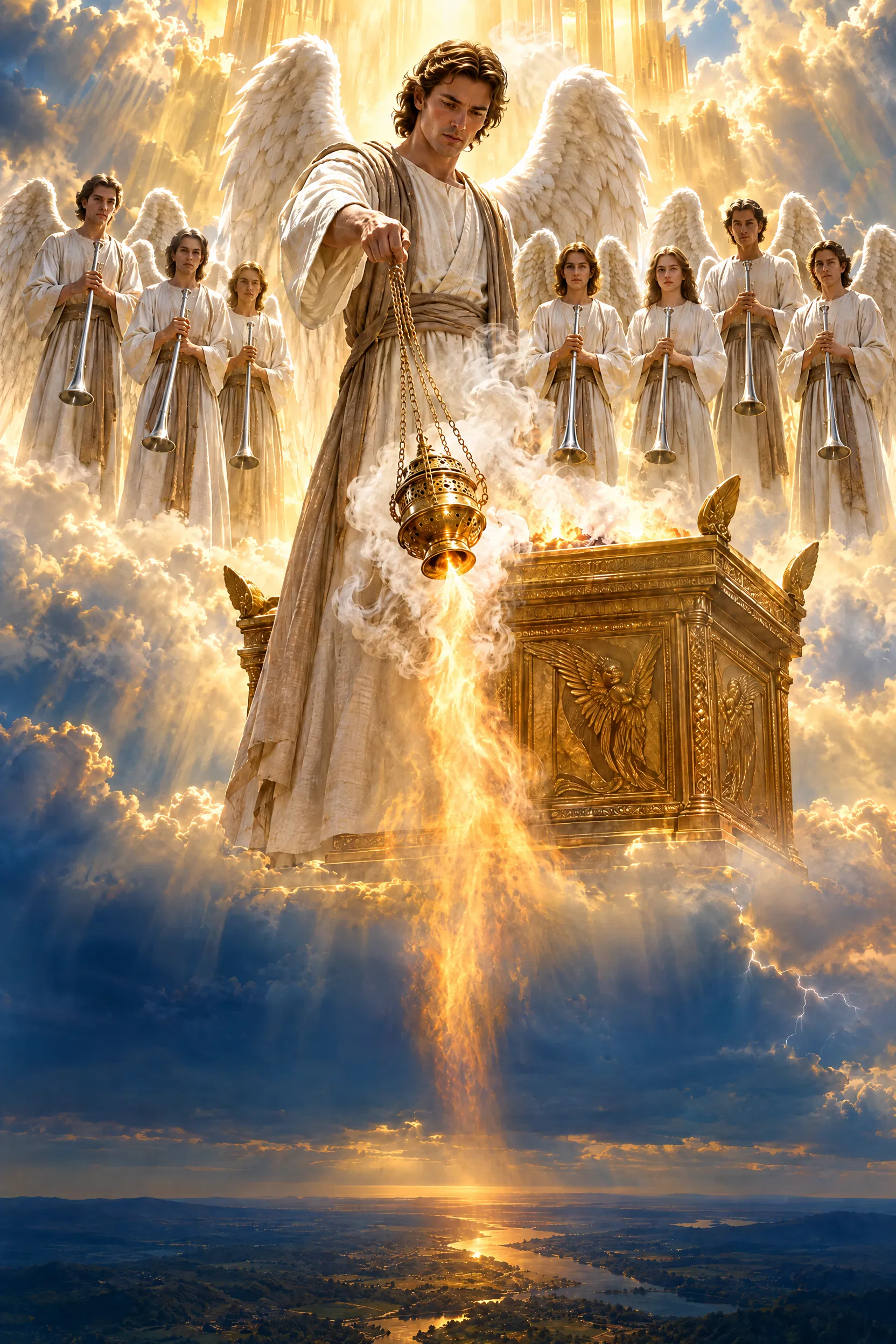 The Censer Angel and Seven Trumpet Angels