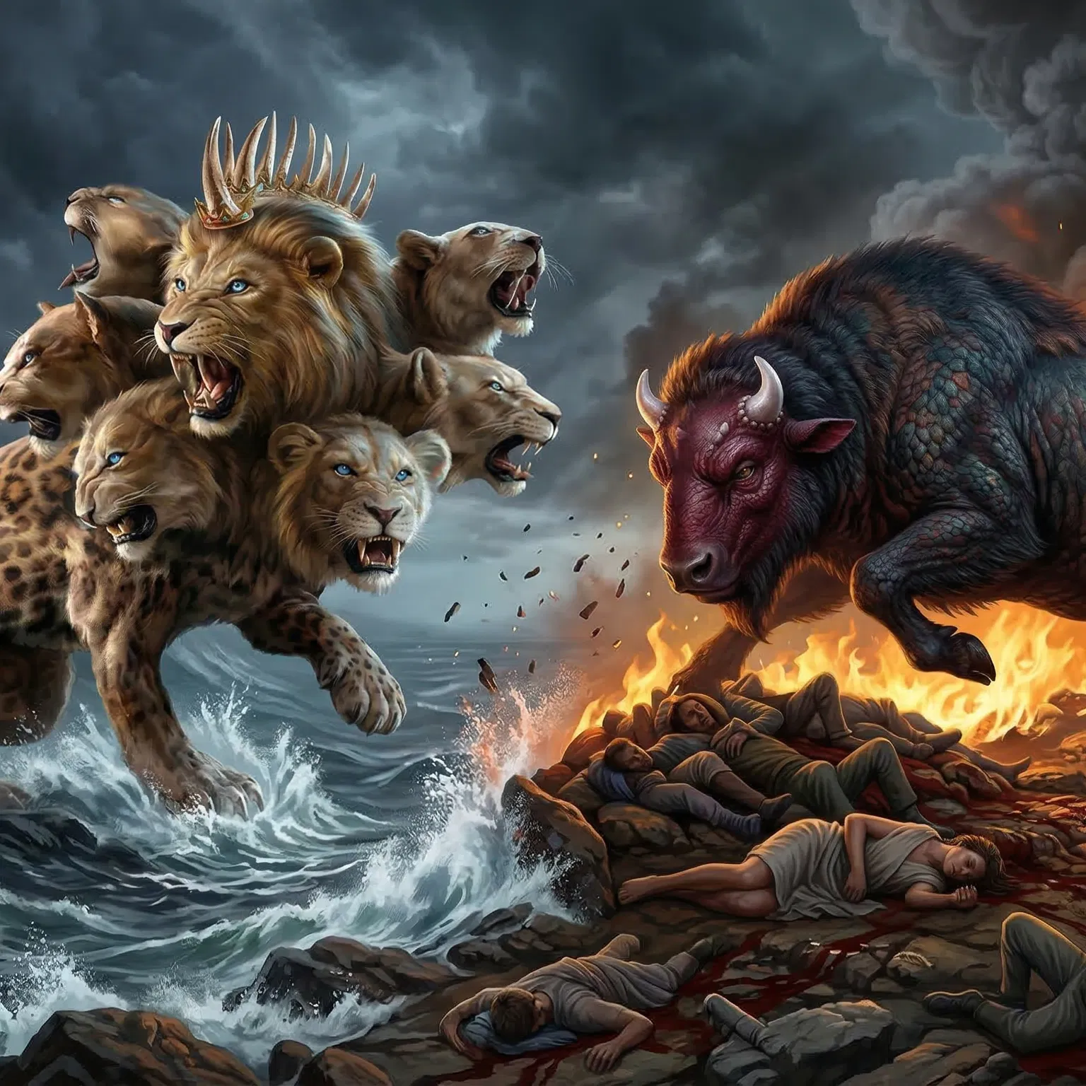 Sea Beast and Earth Beast Over the Slain