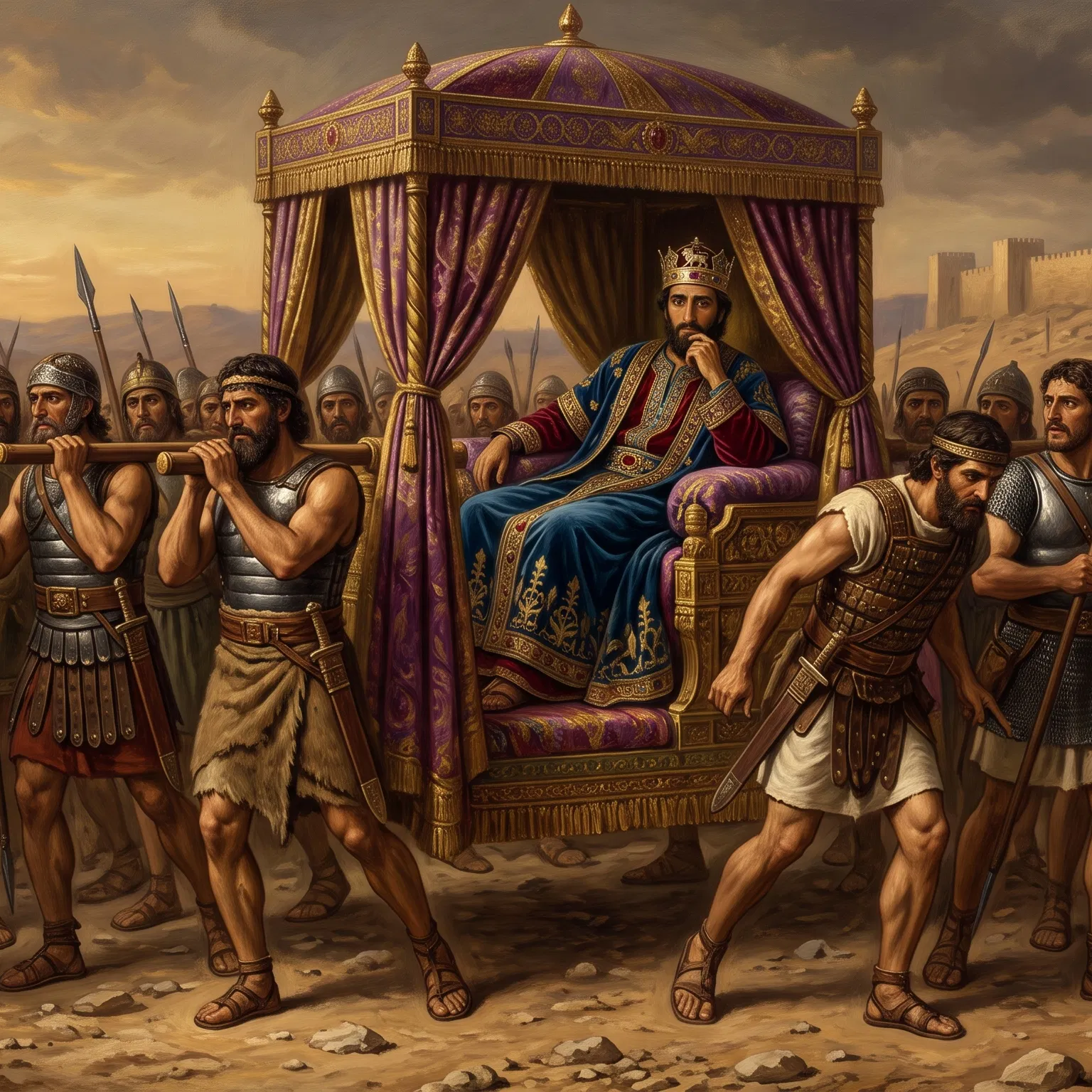 Solomon's Carriage Carried by Armed Guards
