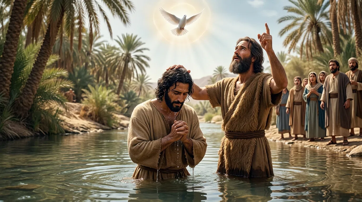 John Baptizes Jesus as the Dove Descends