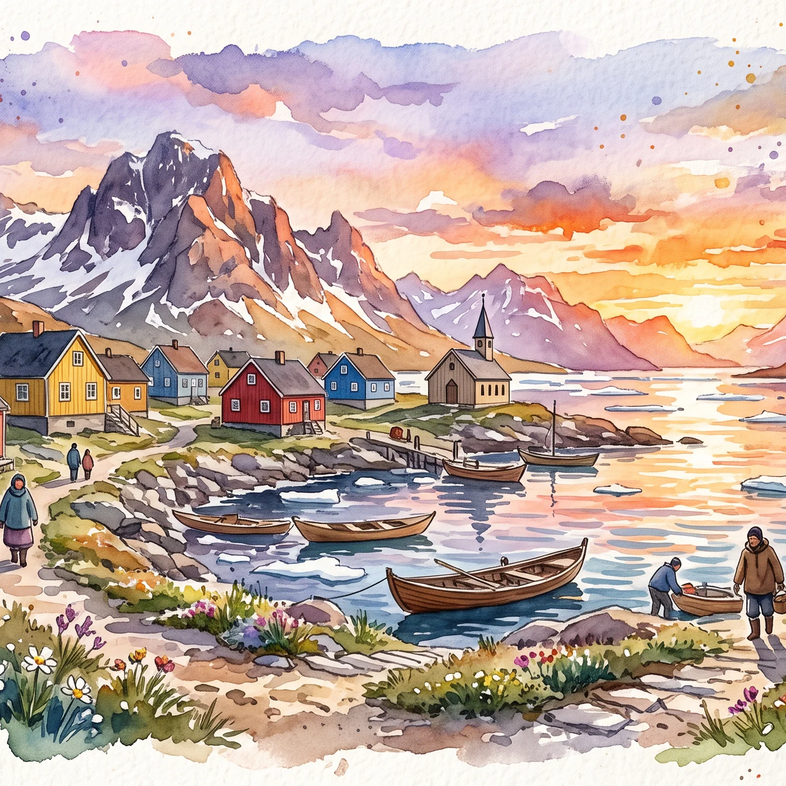 Vibrant Twilight Over A Historic Settlement