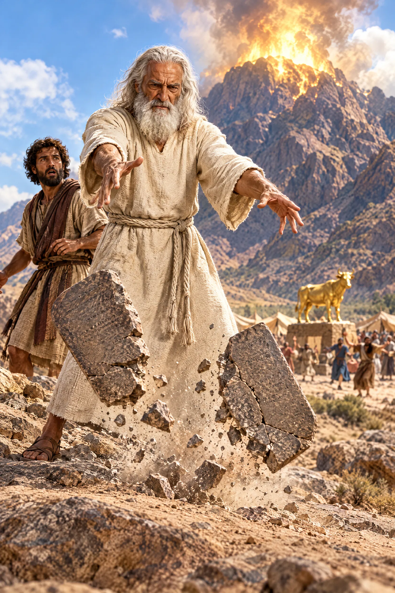 Moses Breaks the Tablets Before the Golden Calf