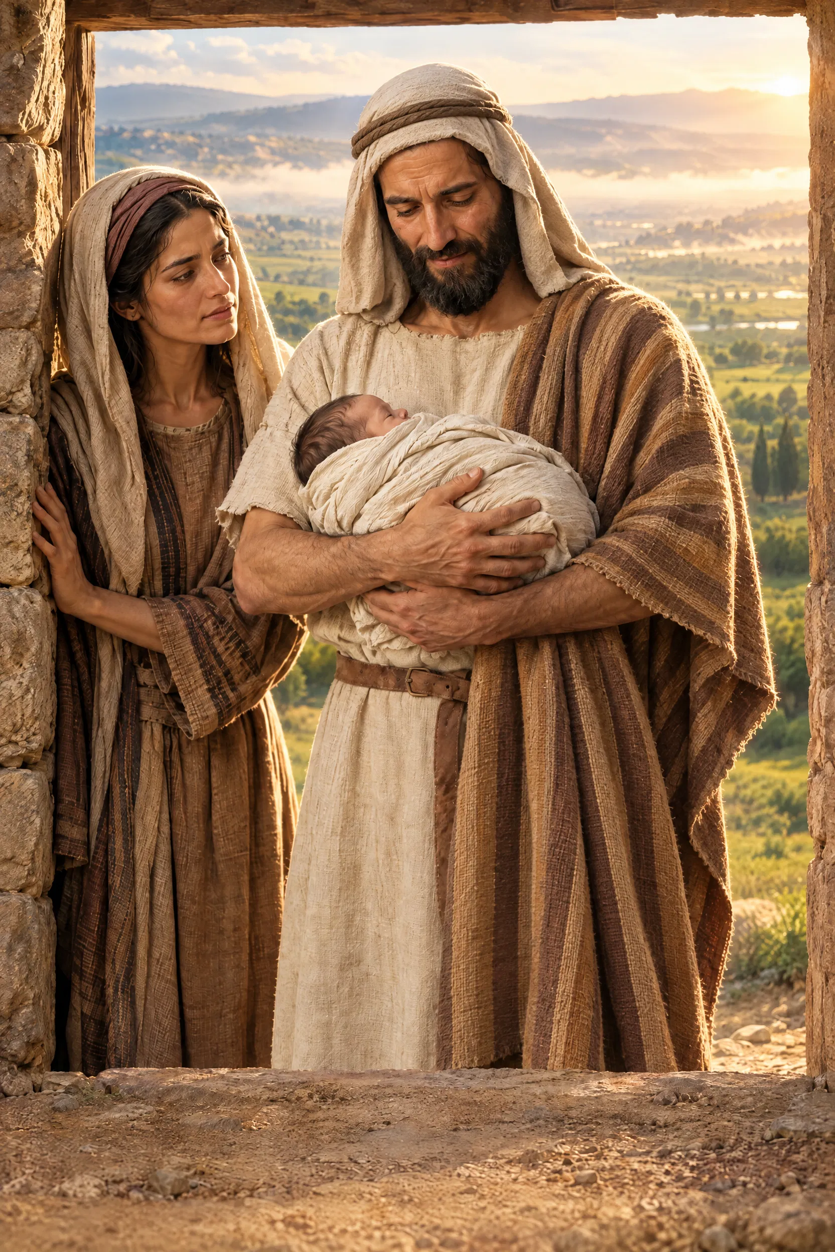 Hosea Holding His Newborn Son in the Doorway