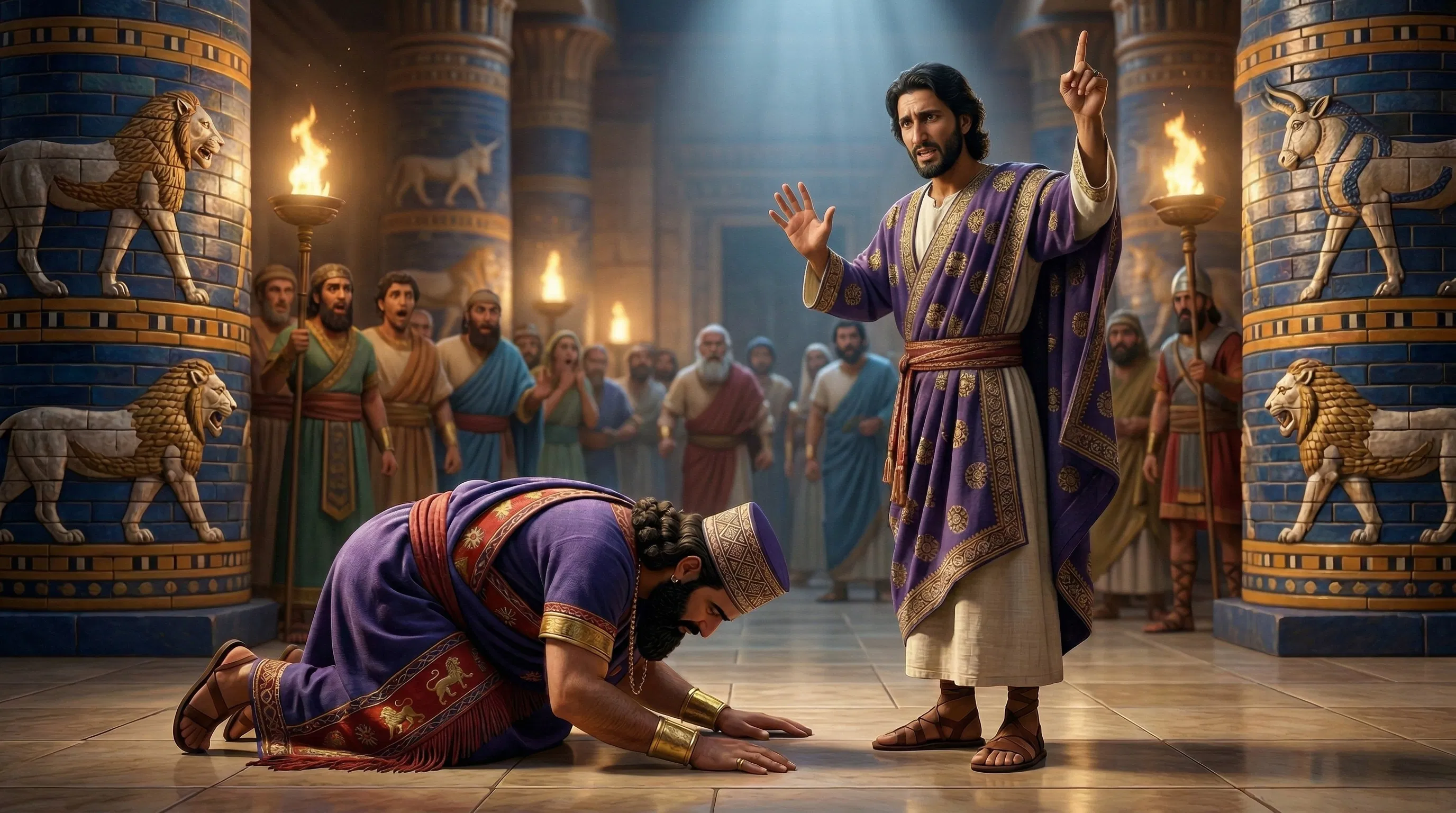 Nebuchadnezzar Bows Before Daniel in the Palace