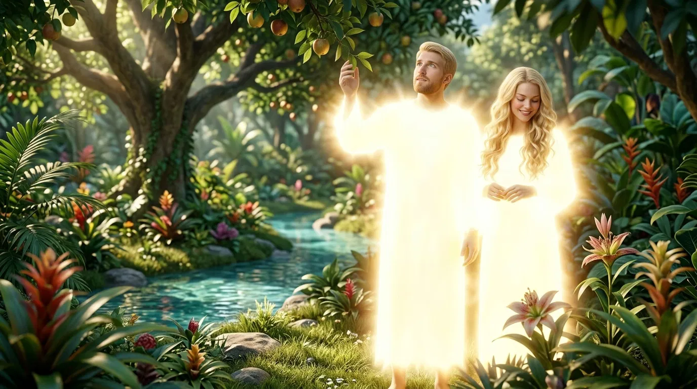 Adam and Eve in Eden Clothed in Light