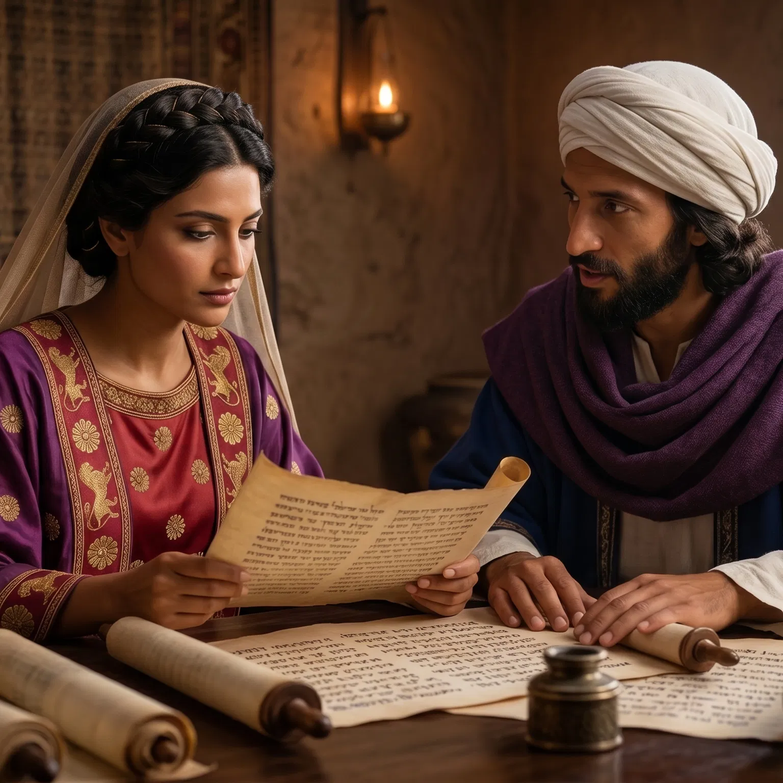 Esther and Mordecai Reading a Letter