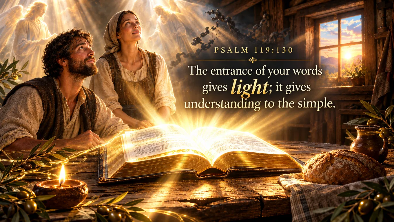 Family Reads the Open Bible by Psalm 119 Light
