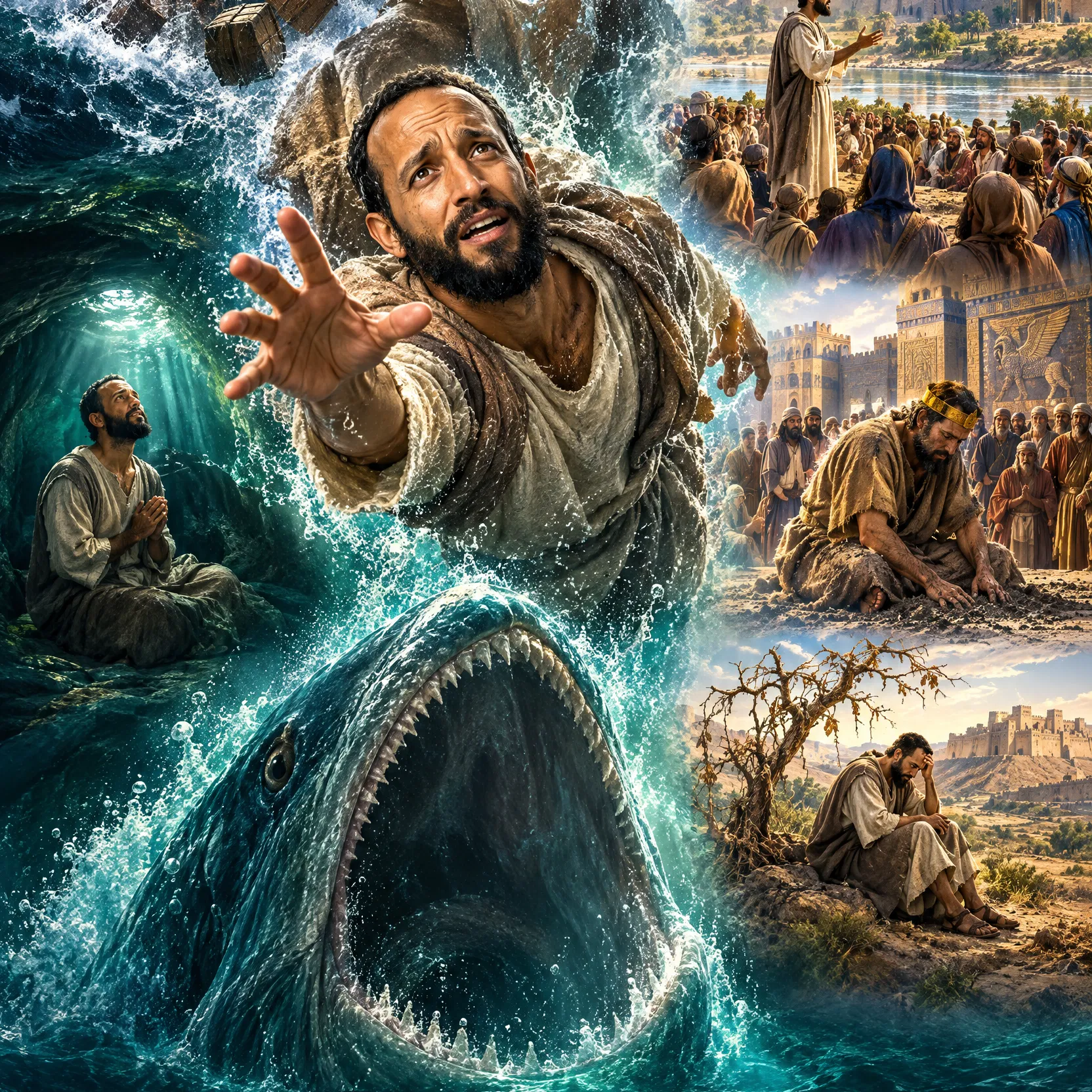 Jonah Falls Into the Sea Before the Great Fish
