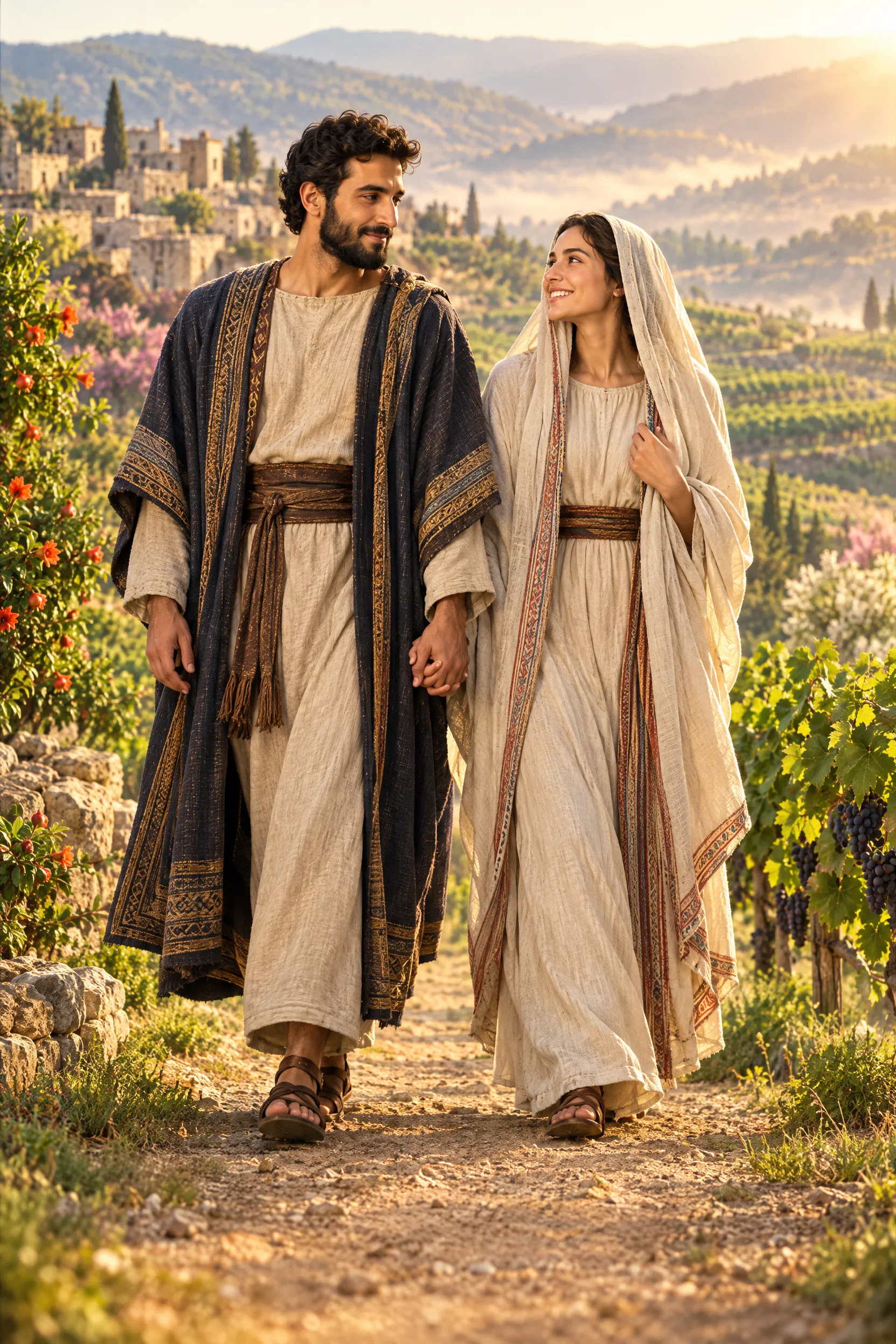 The Bride and Solomon Walk Out to the Vineyards