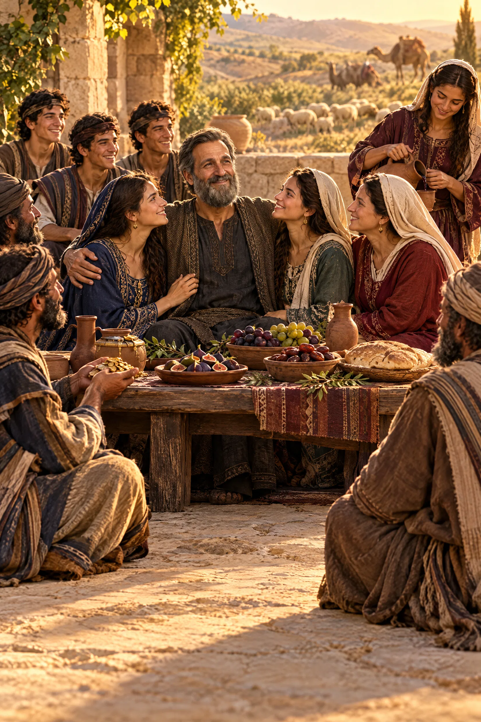 Job Feasts With His Restored Family