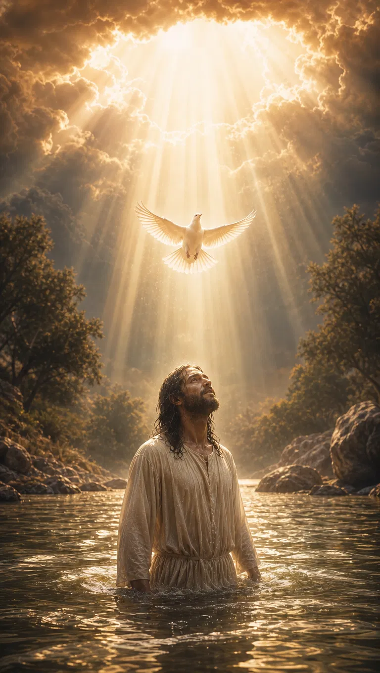 Jesus Baptized With the Dove Descending From Light