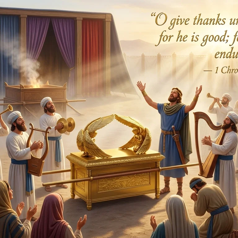 King David Leading Worship in Gratitude