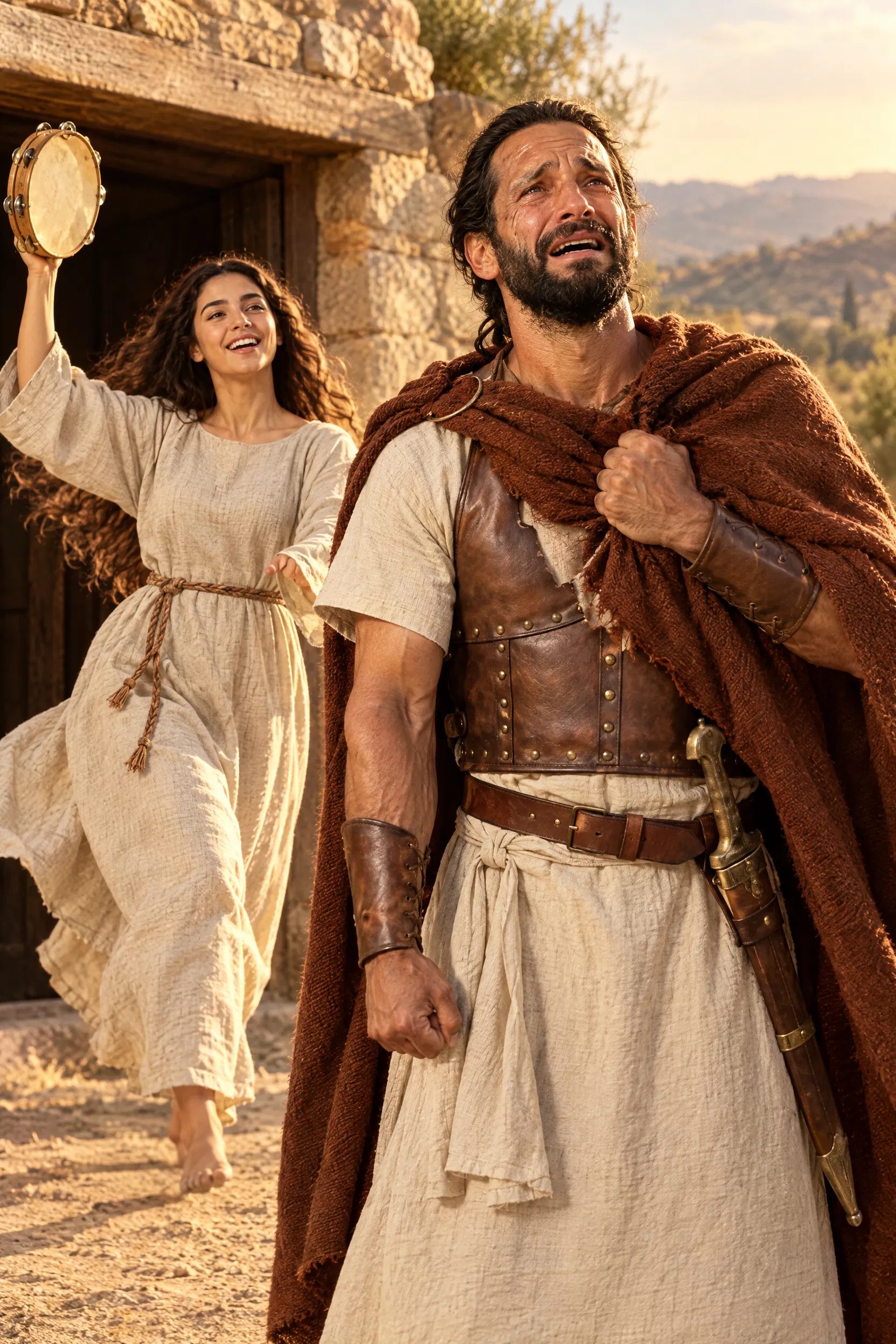 Jephthah Meets His Daughter at His House