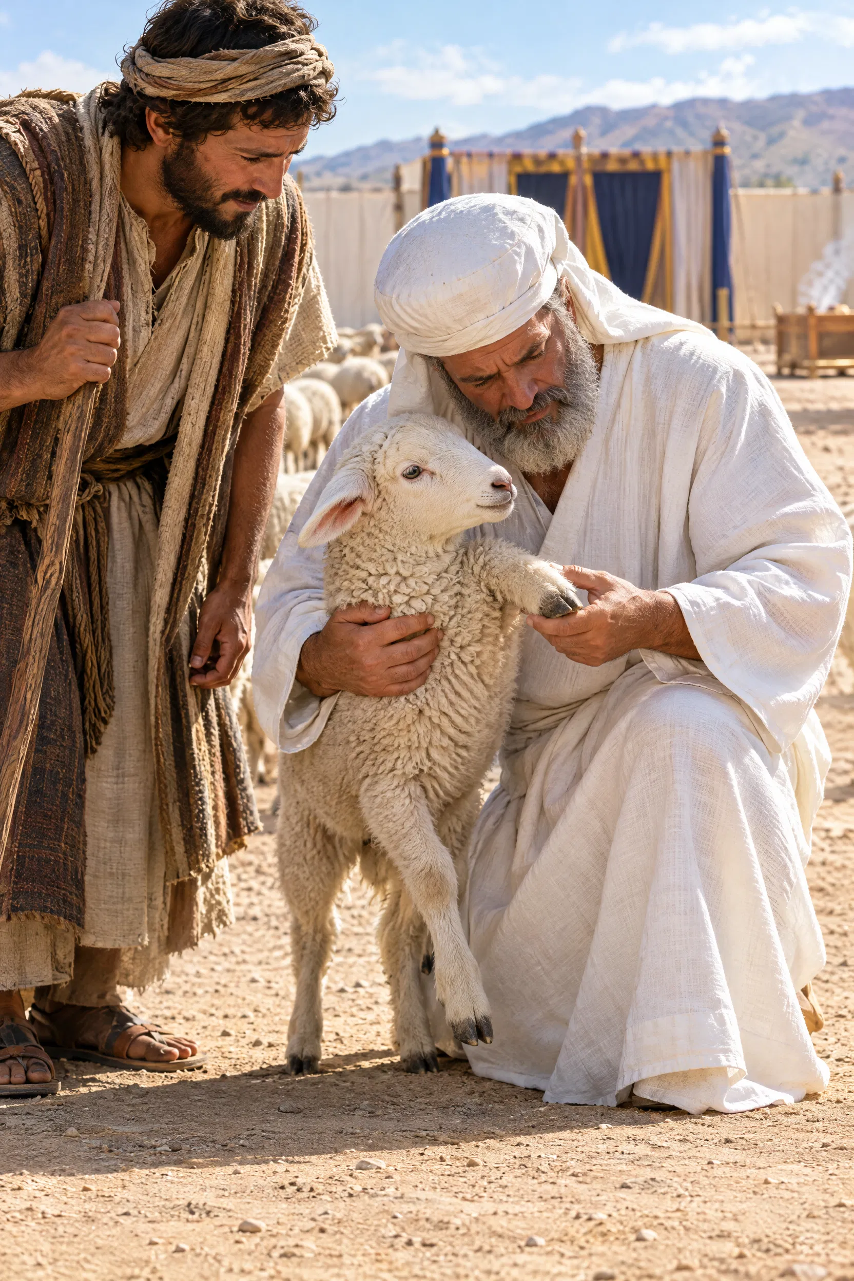 A Priest Inspects a Lamb for Blemish
