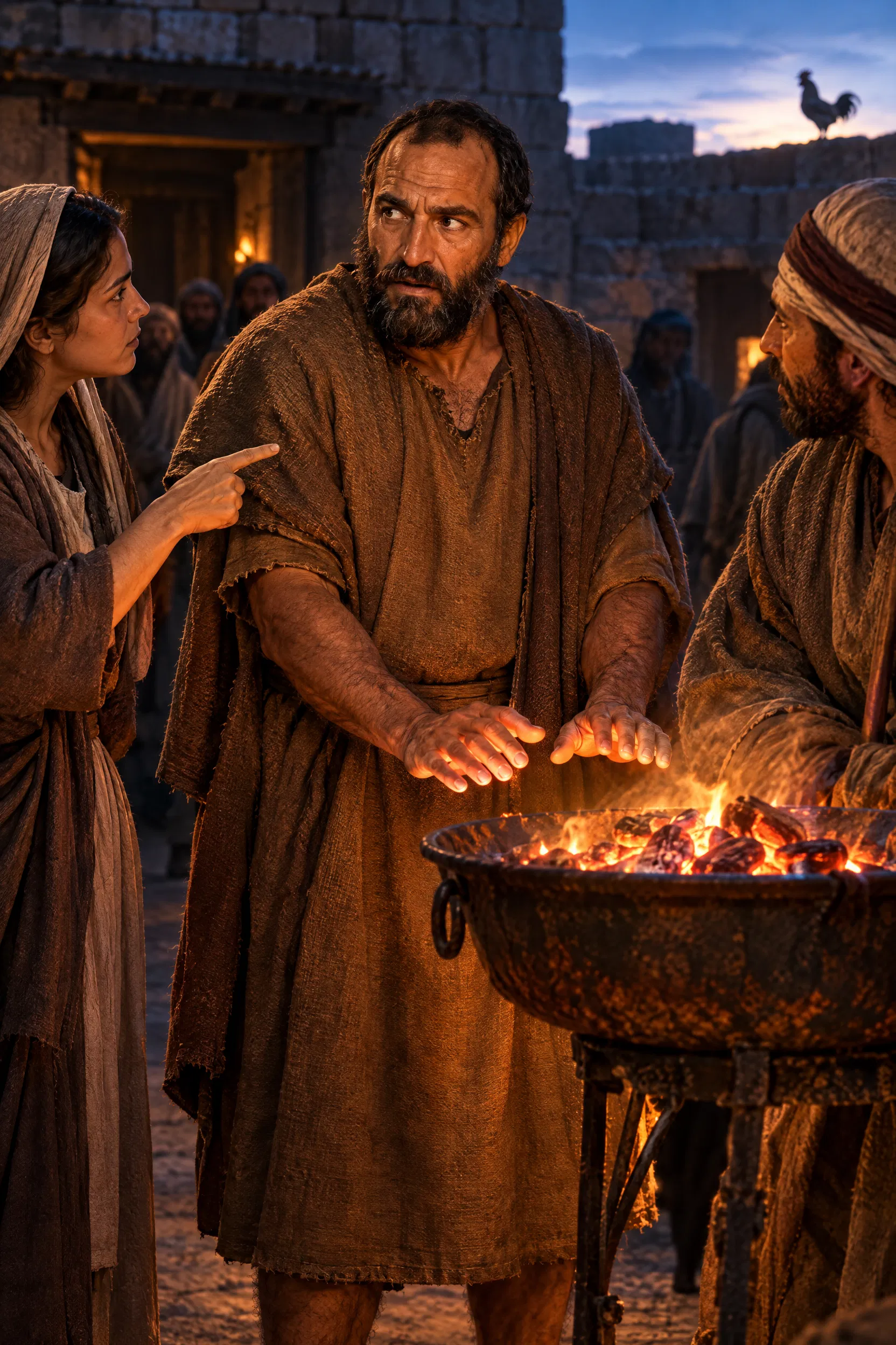 Peter Warms His Hands as a Servant Girl Accuses Him