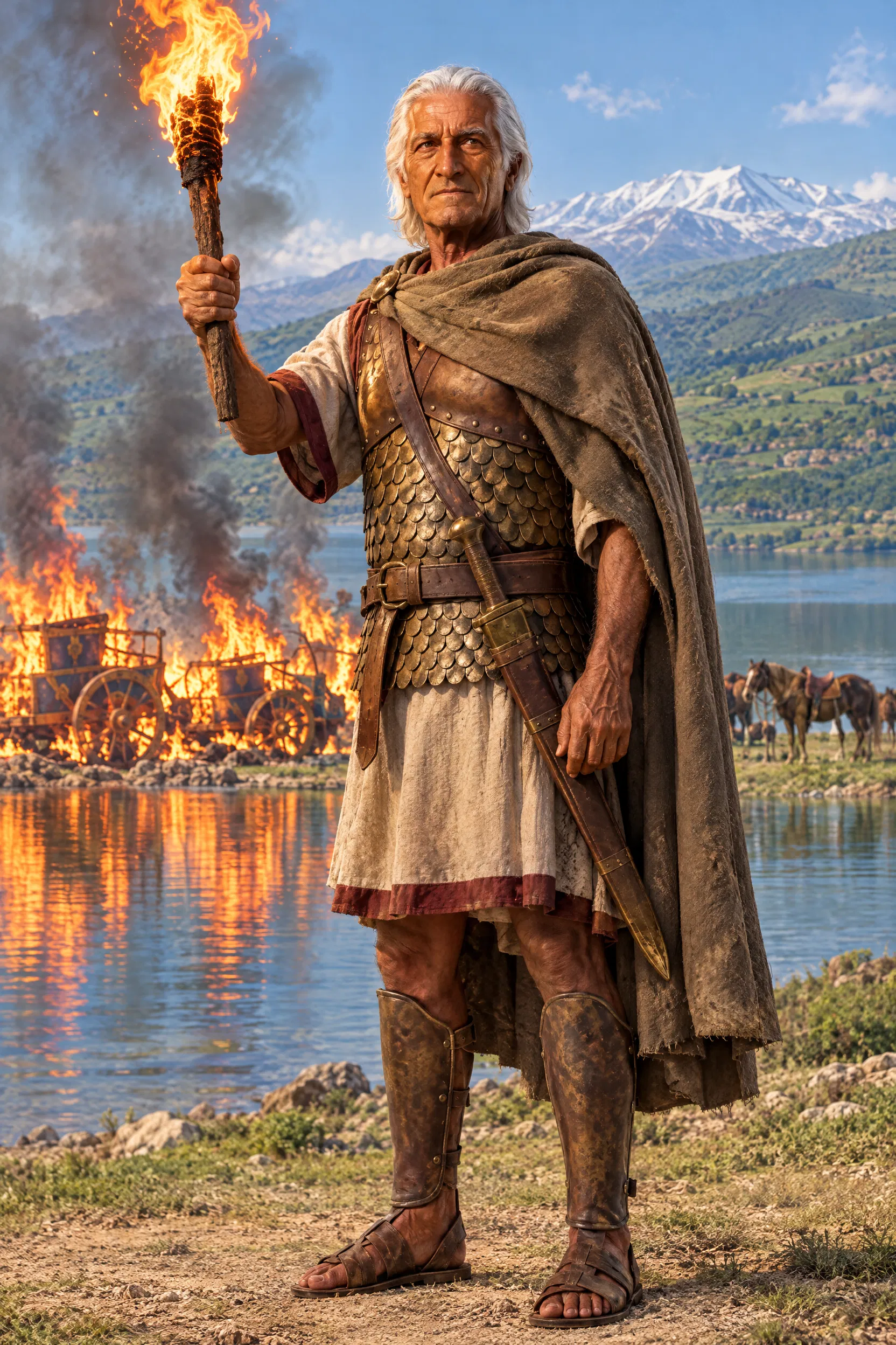 Joshua Burns the Chariots at Merom