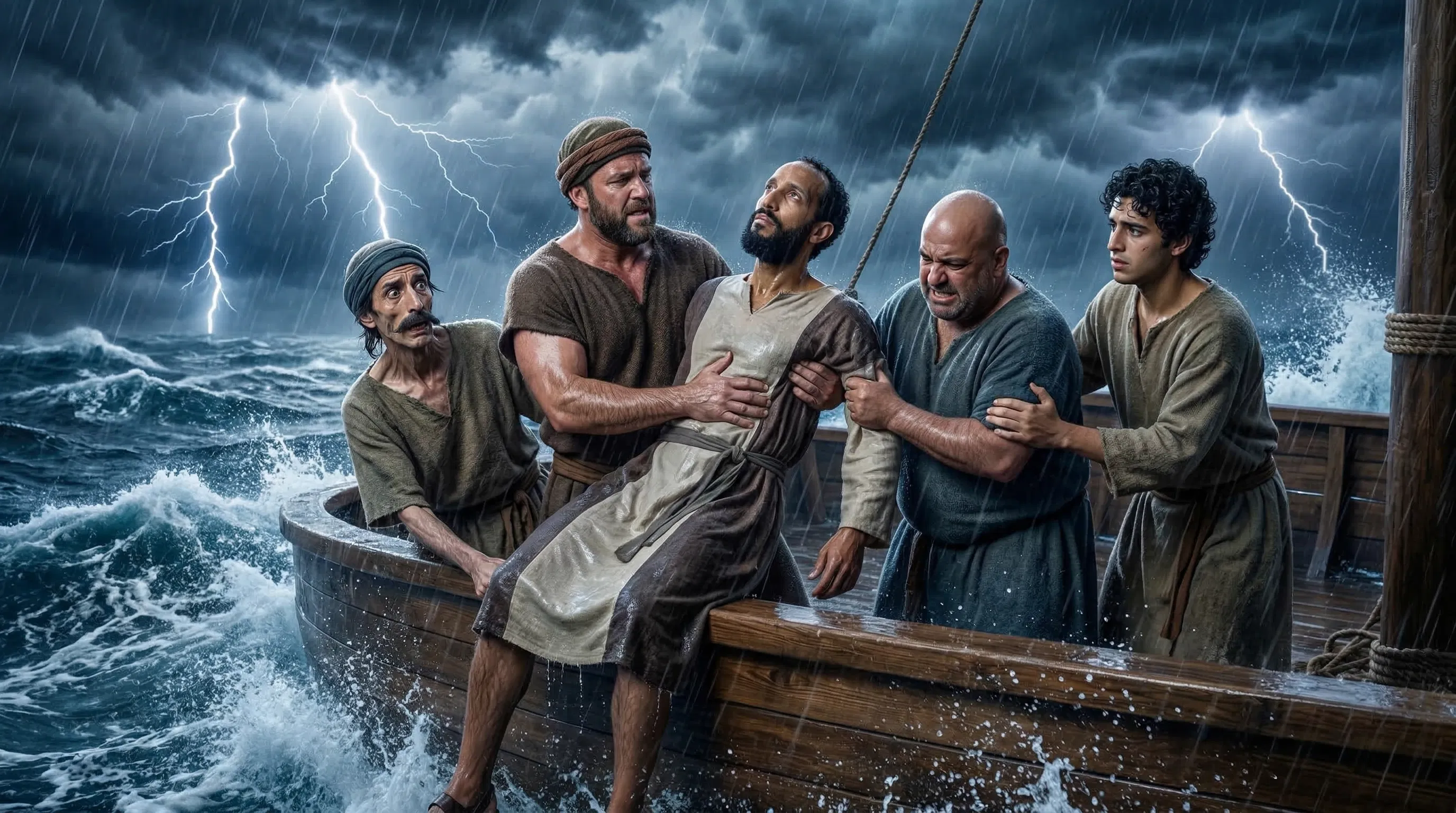 Jonah Cast into the Raging Sea