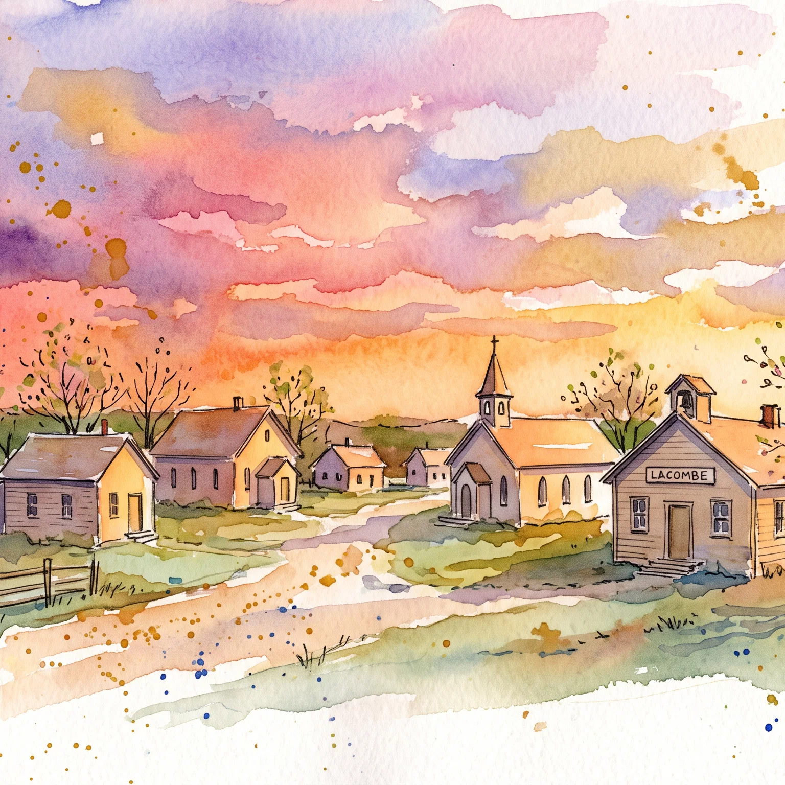 Golden Hour Over A Pioneer Village