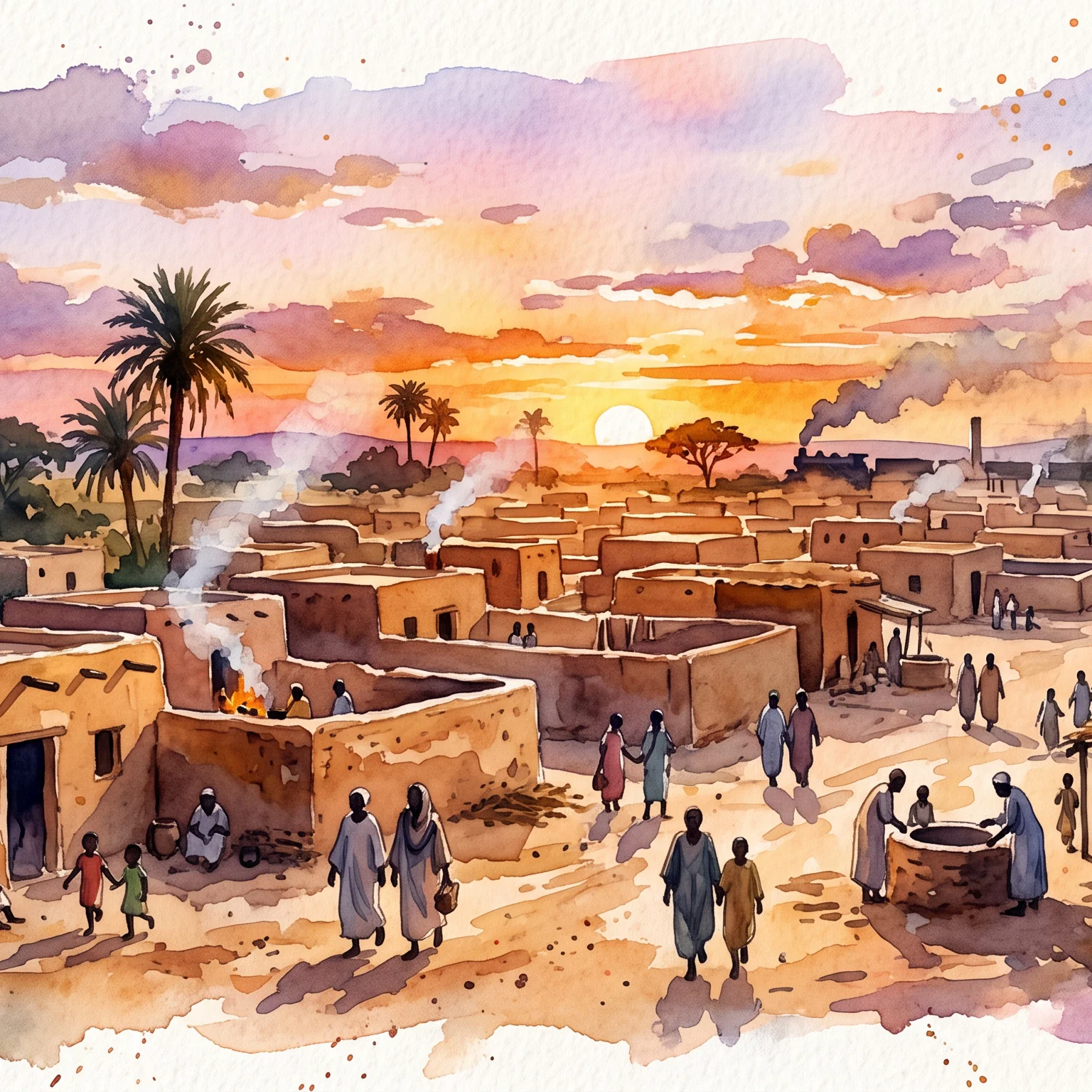 Golden Dusk Over Ancient Sudan