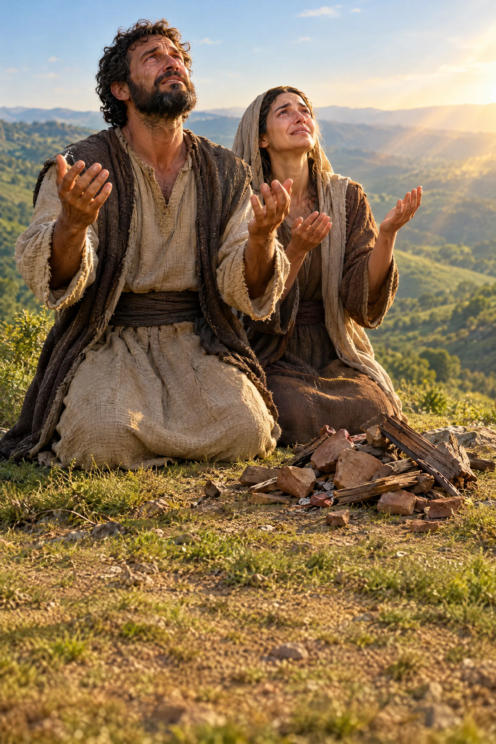 Israelites Repent Beside Their Broken Idols