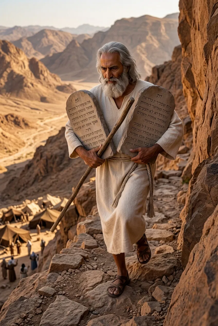 Moses Coming Down Sinai with the Tablets