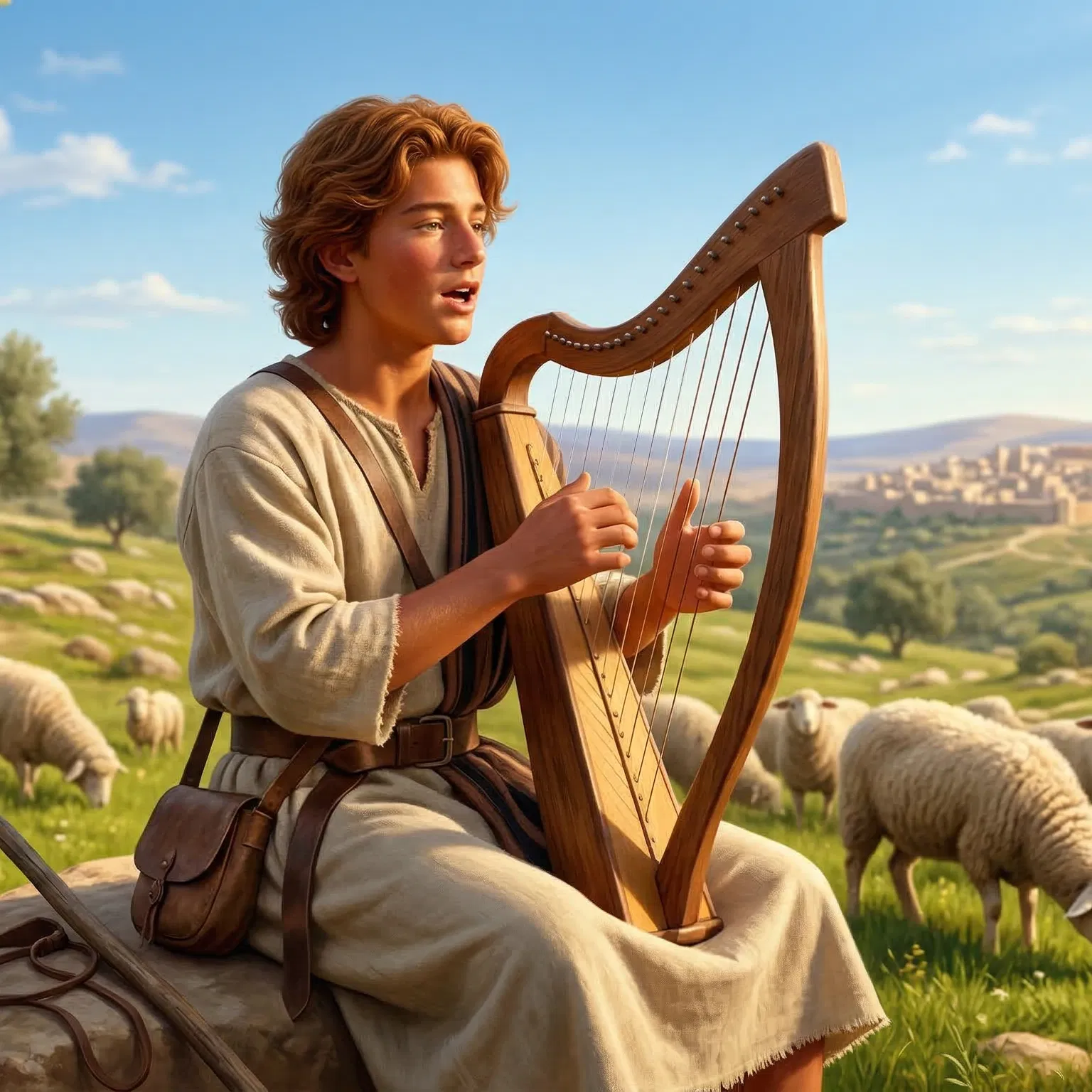 David Playing the Harp Among His Sheep