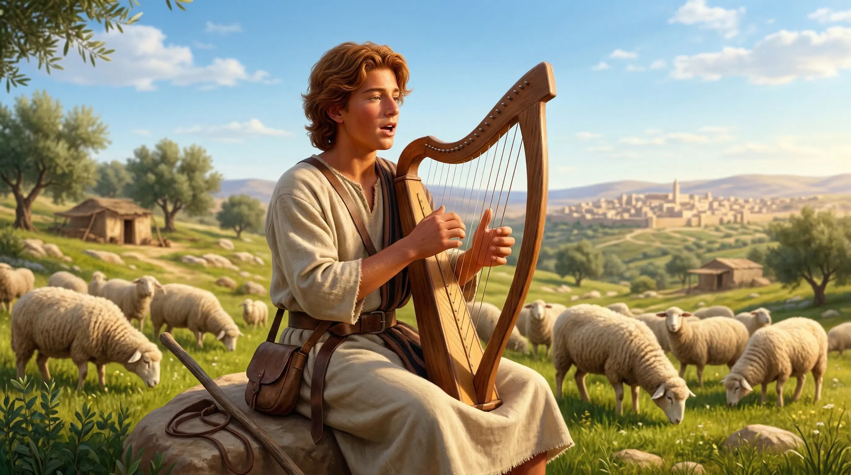 David Playing the Harp Among His Sheep