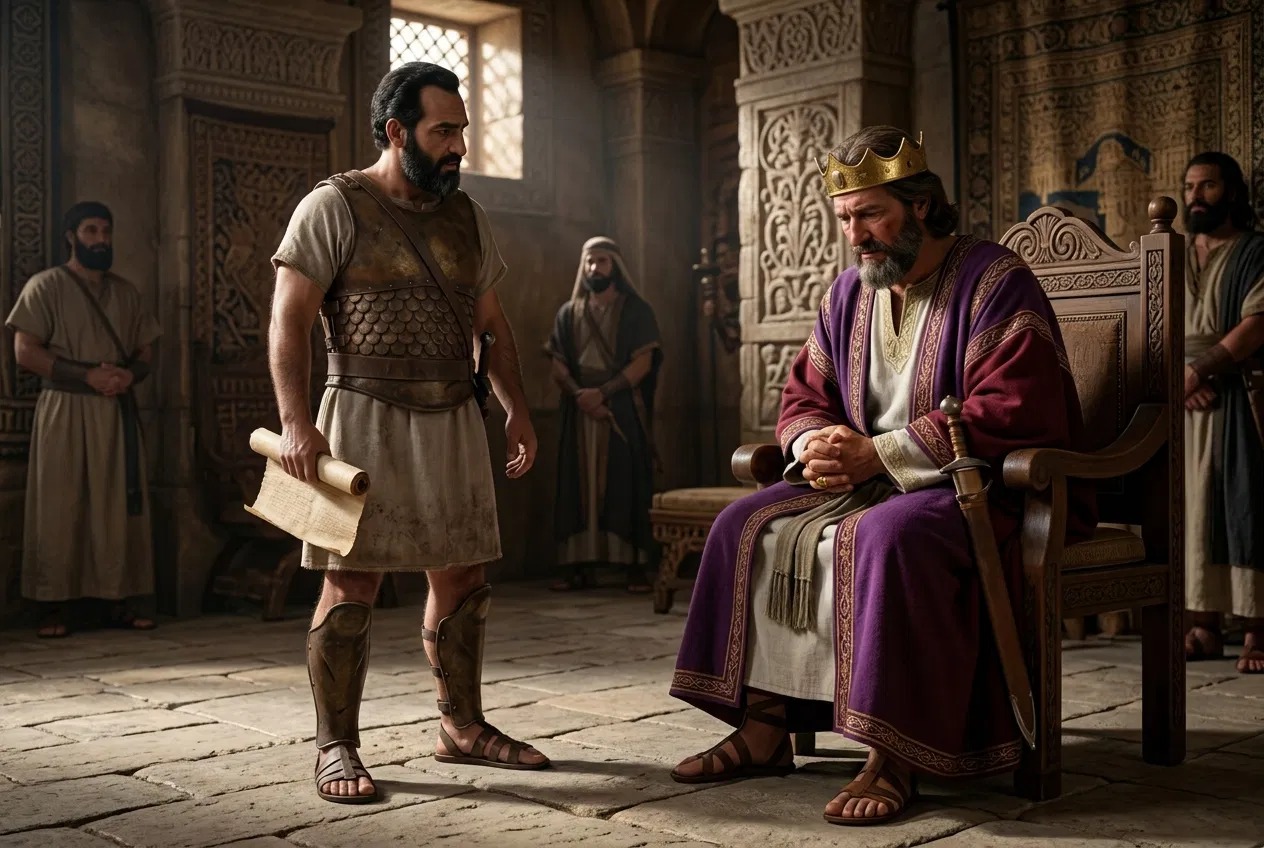 Nathan Confronts King David with a Scroll