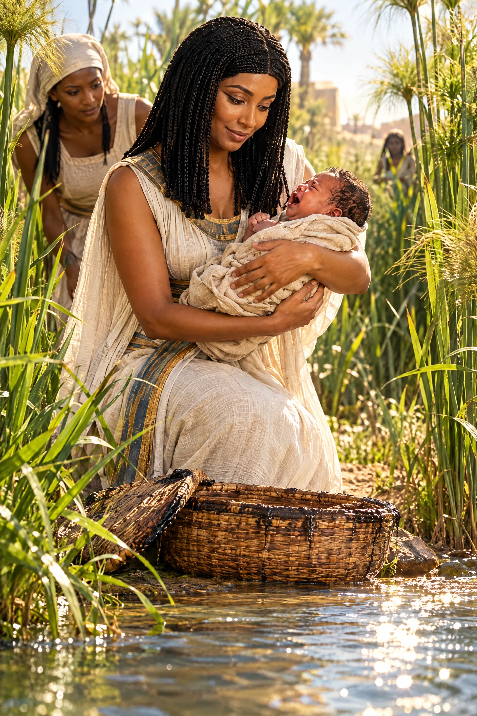 Pharaoh's Daughter Lifts Baby Moses From the Nile