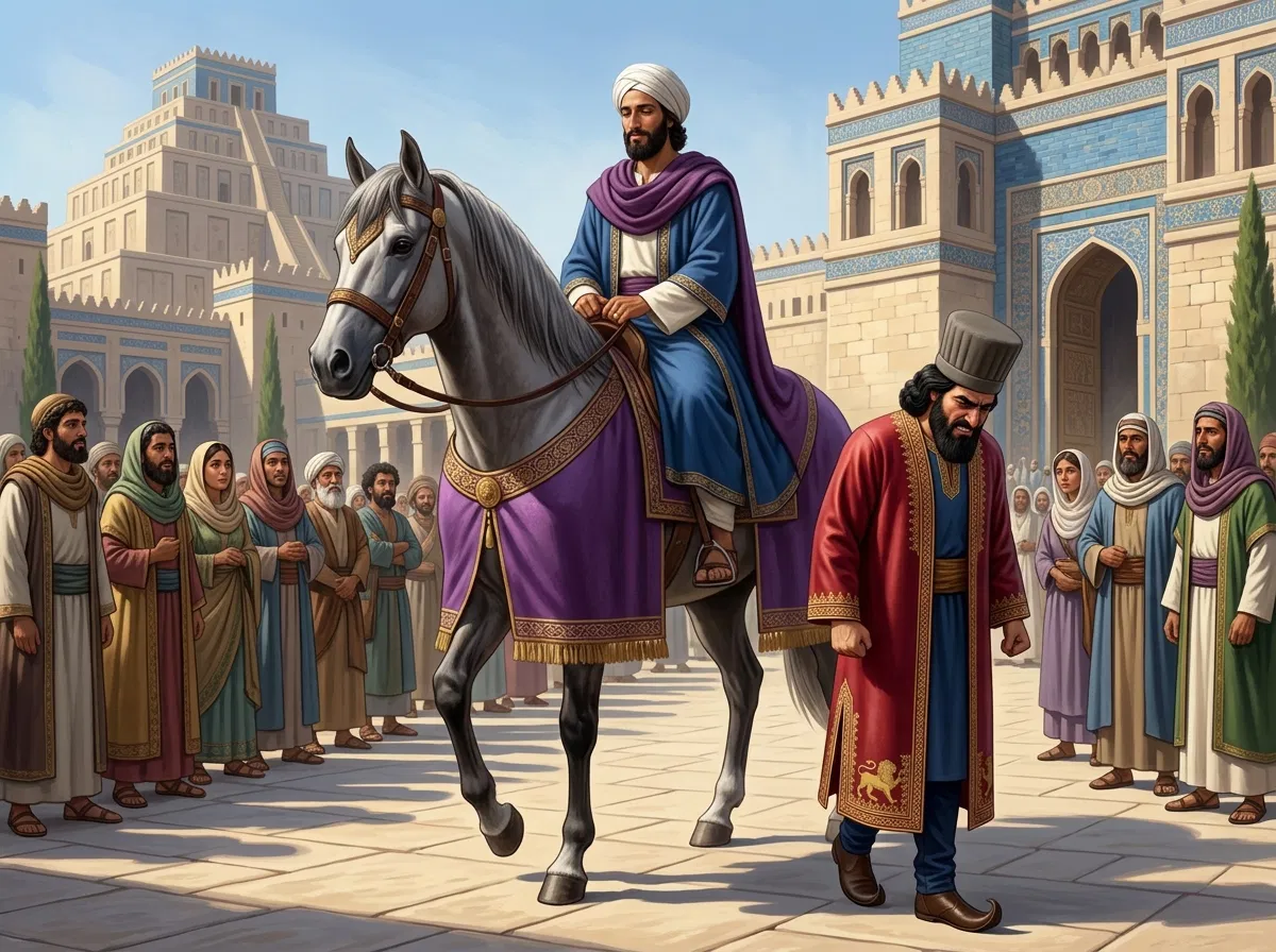 Haman Leads Mordecai on the King's Horse