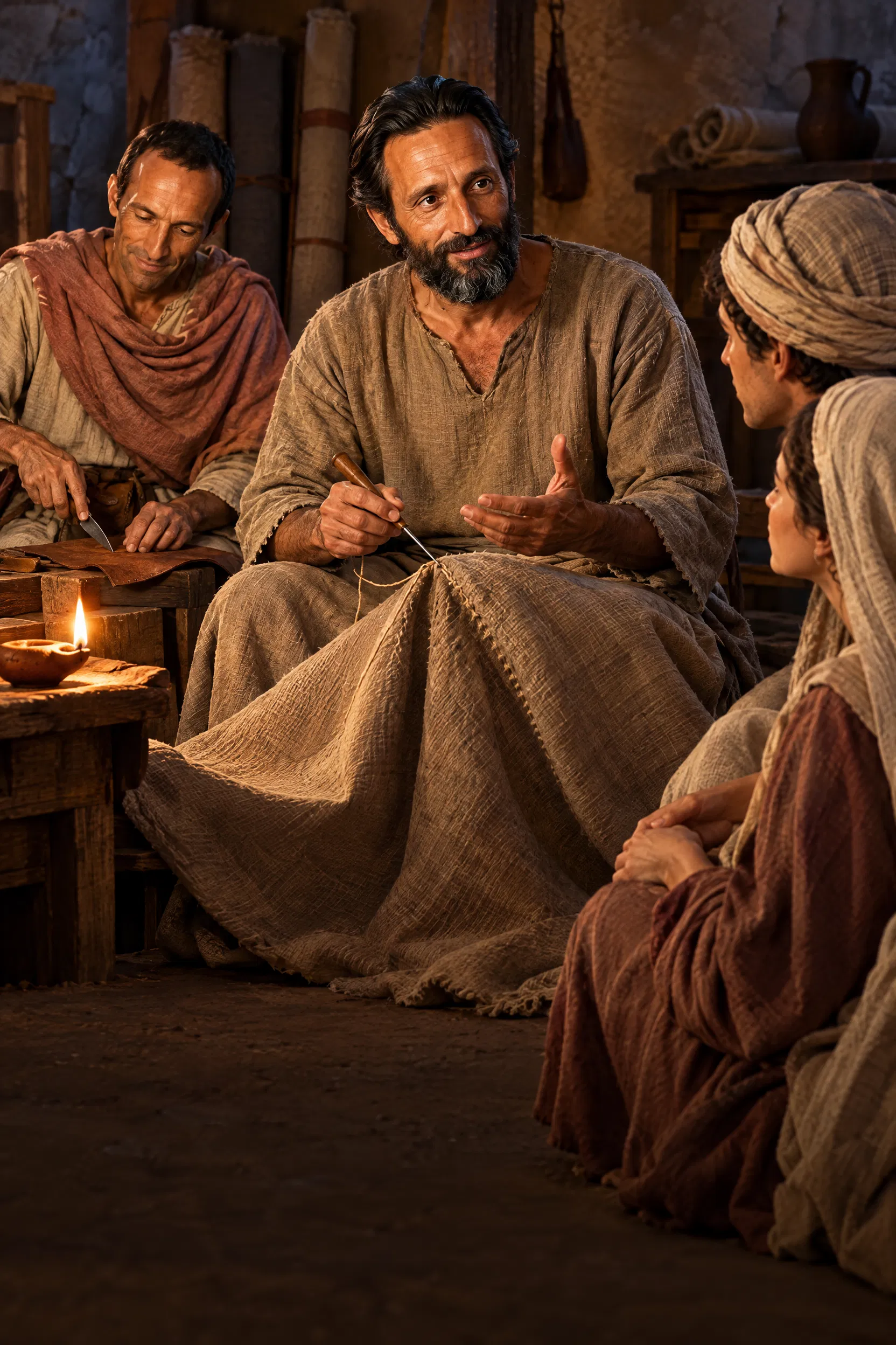 Paul Sews Tent Cloth and Teaches Thessalonians