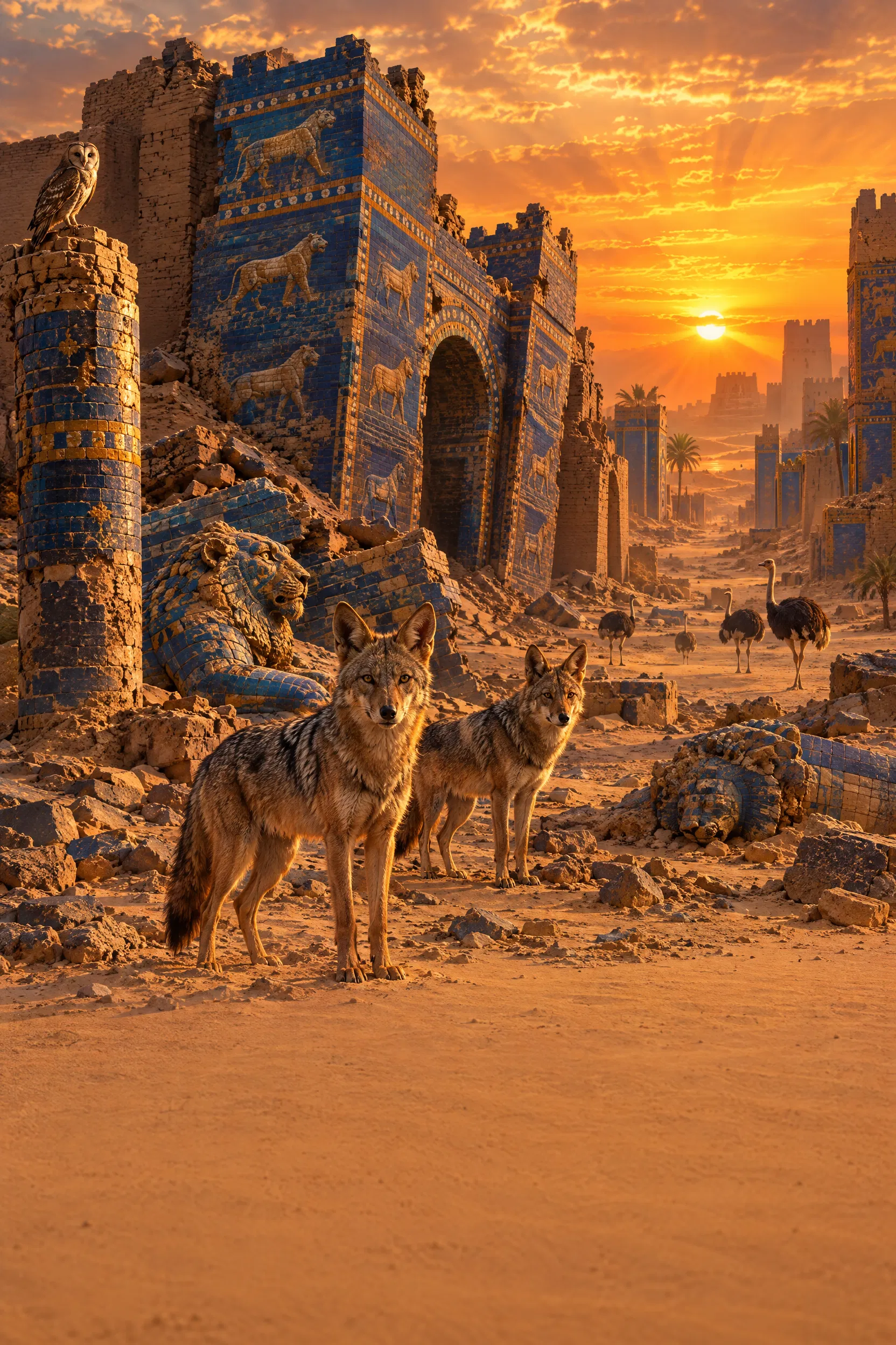 Jackals and an Owl Among the Ruins of Babylon