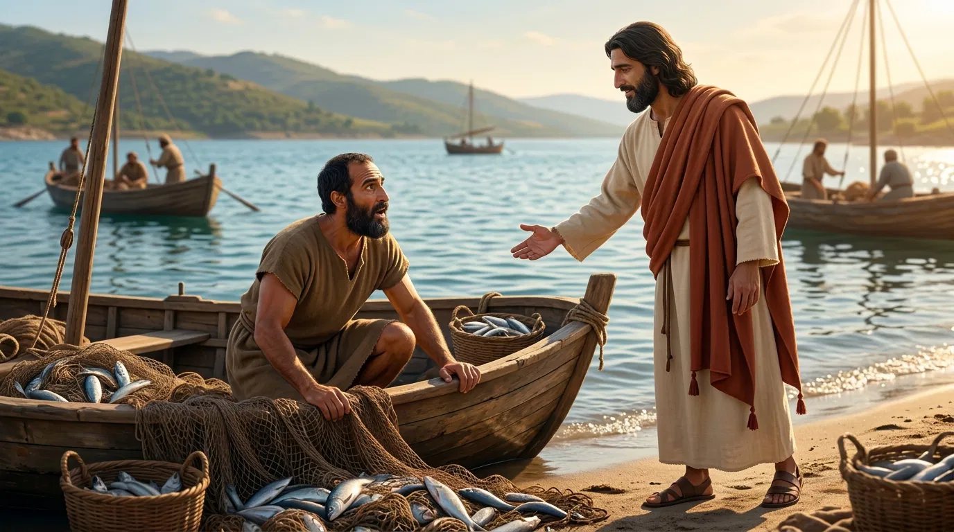 Jesus Speaks to Peter in His Fishing Boat