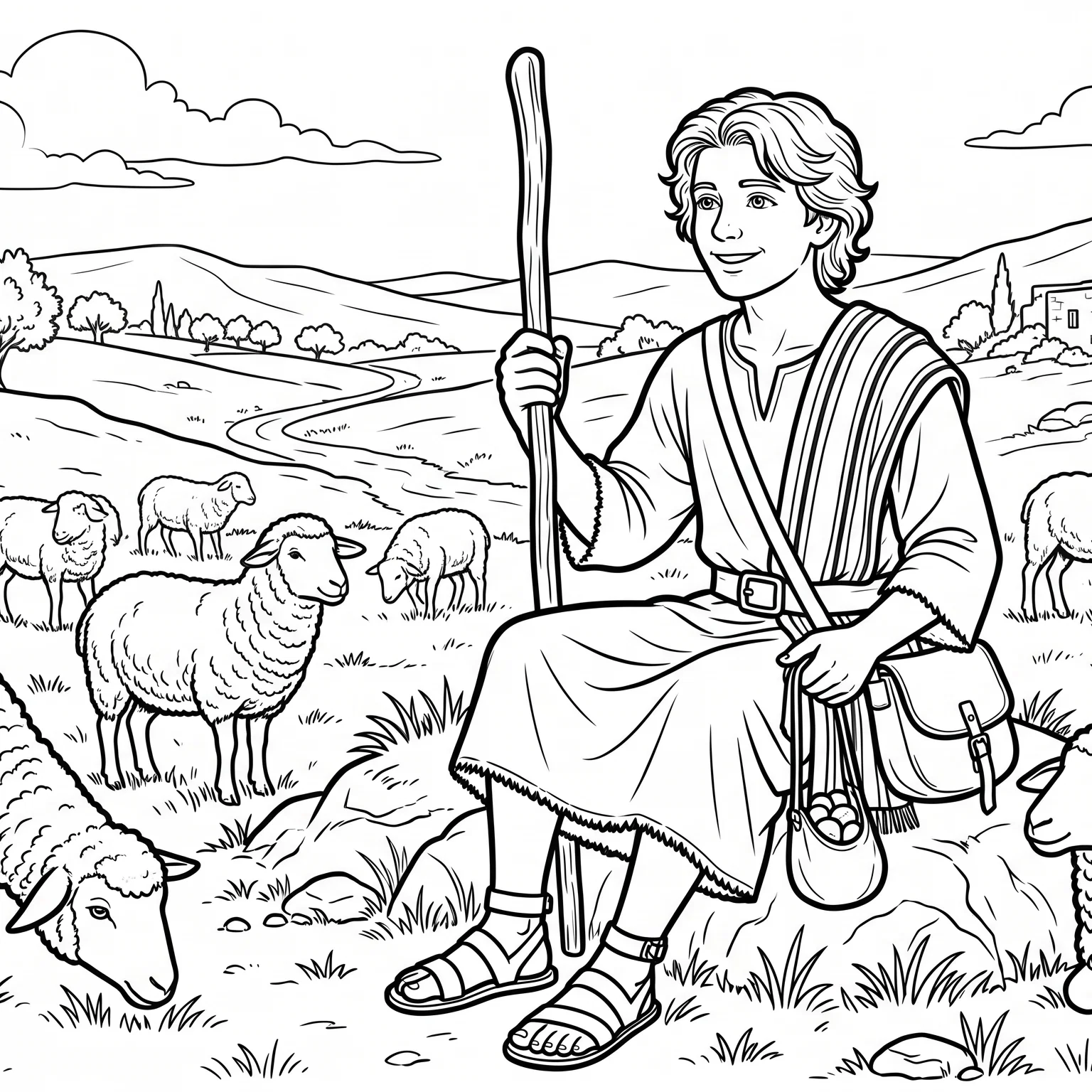 David the Shepherd in Green Pastures