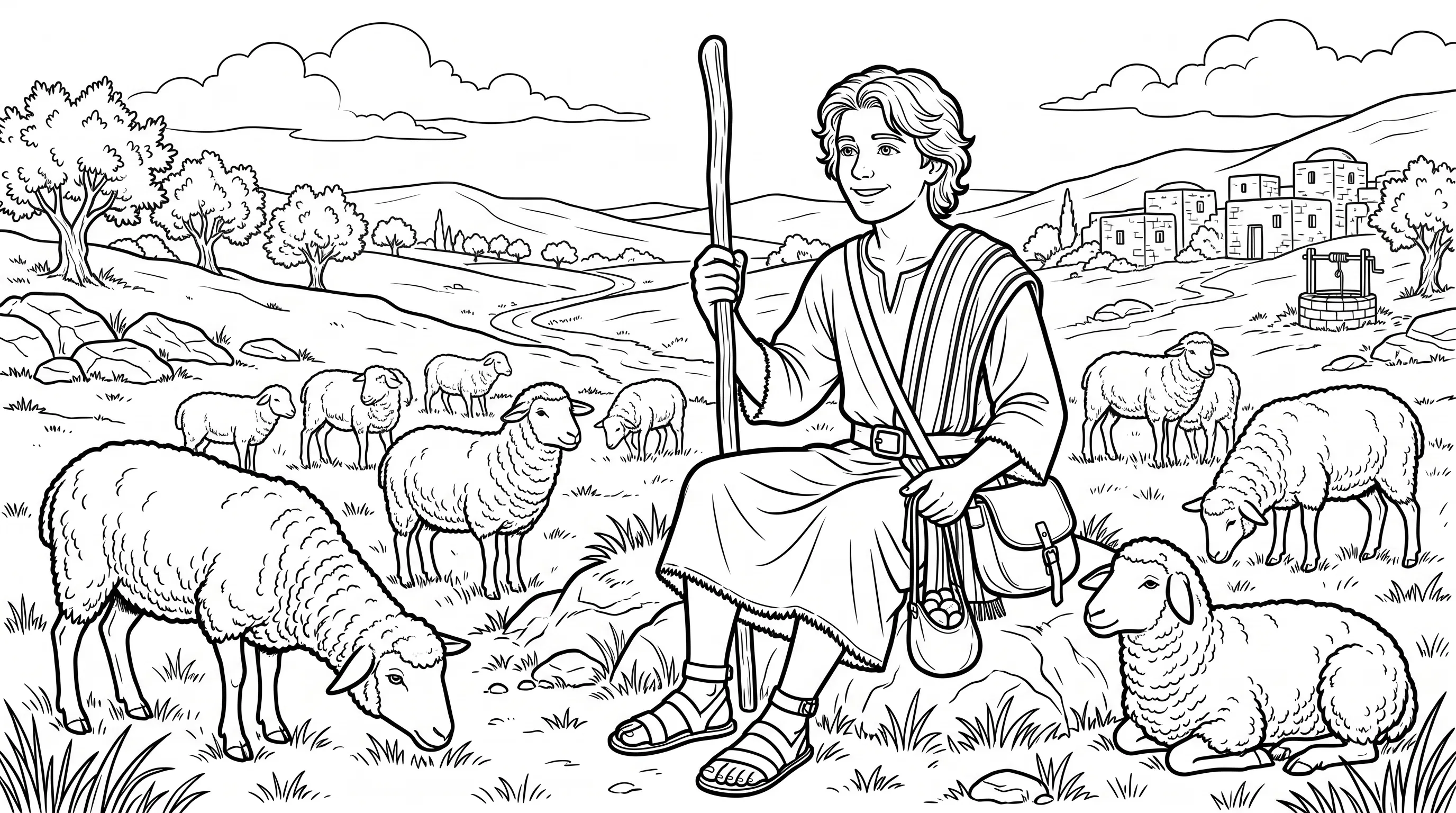 David the Shepherd in Green Pastures