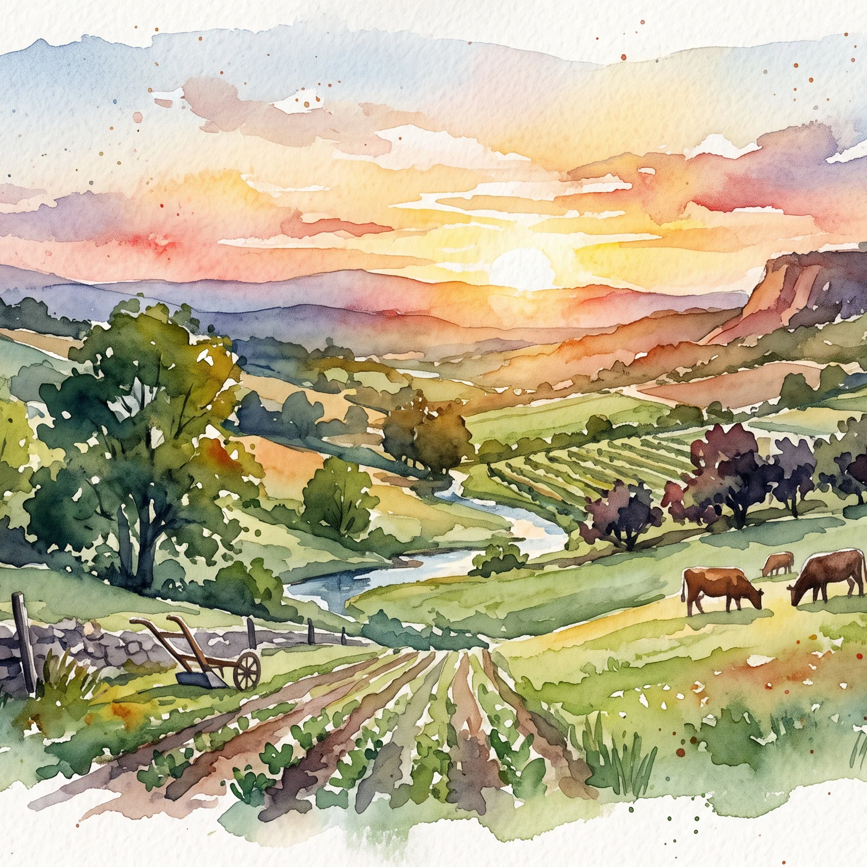 Evening Peace Over Fertile Fields