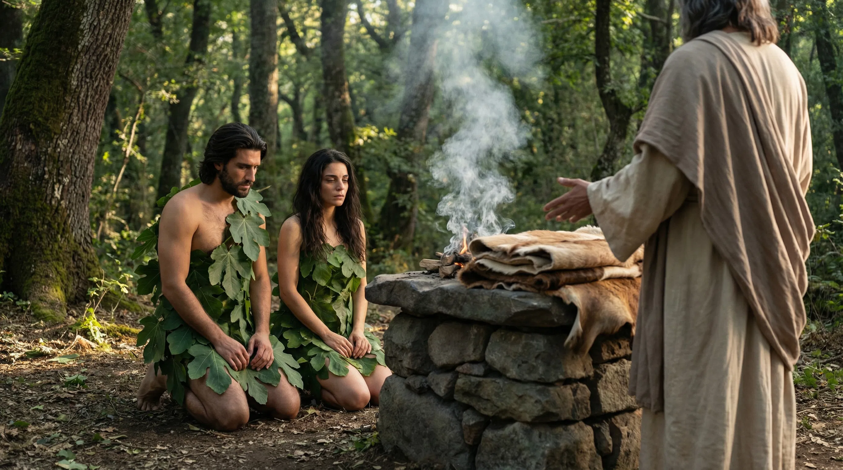 Adam and Eve Offer a Sacrifice Before God