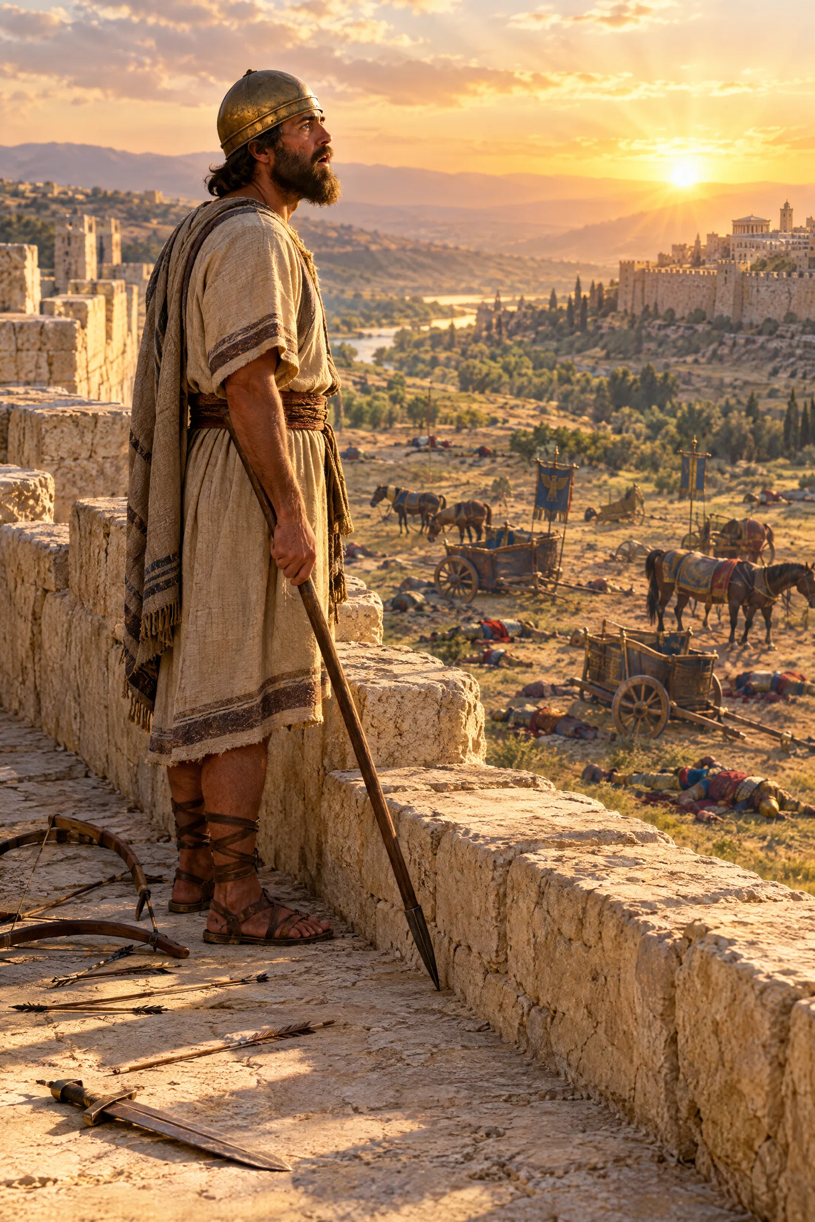 Watchman on Jerusalem Wall Over the Silent Assyrian Camp