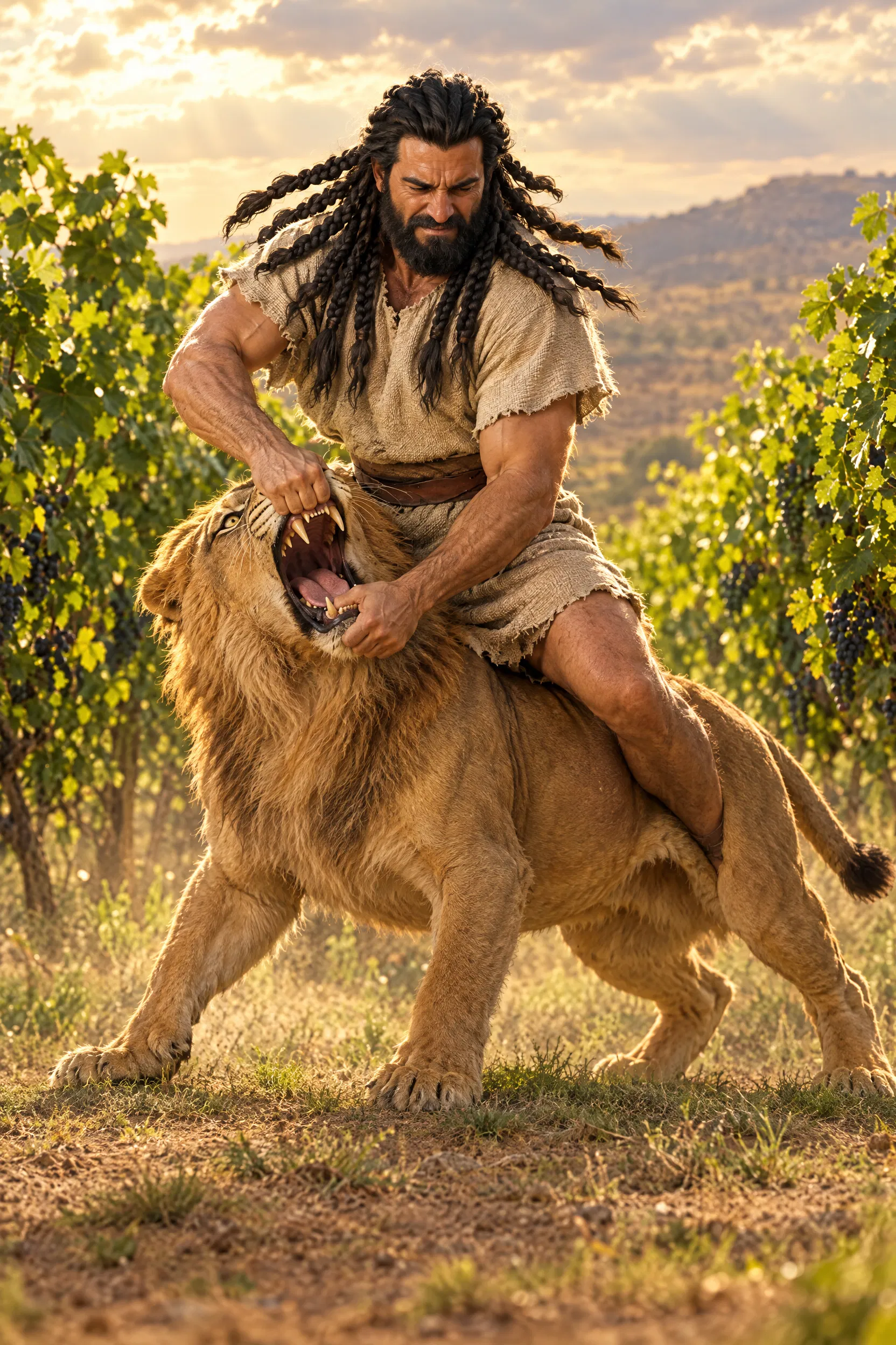 Samson Tears the Lion Apart in the Vineyards