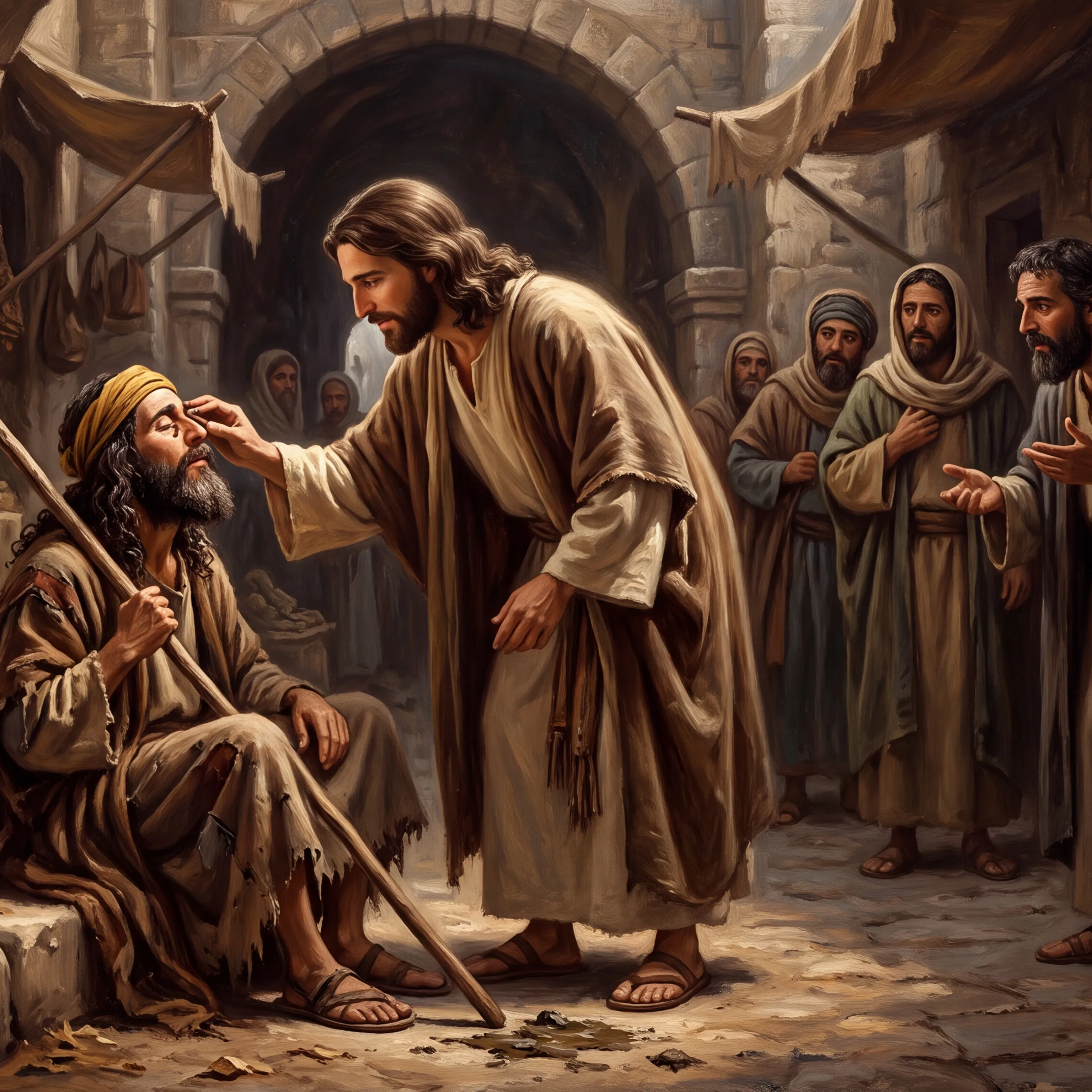 Jesus Heals the Blind Man in the Street