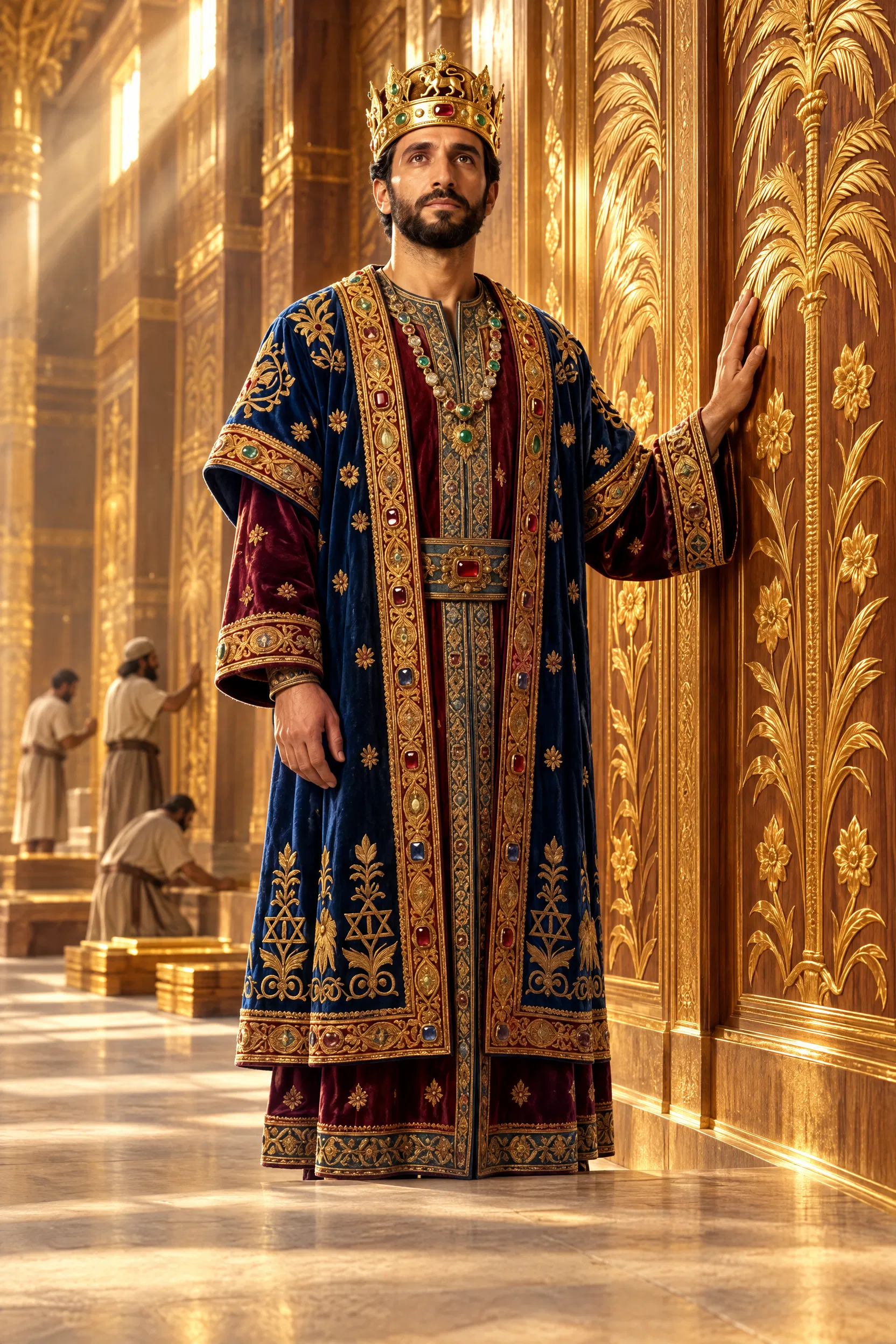 Solomon Touches the Gold-Overlaid Cedar of the Temple