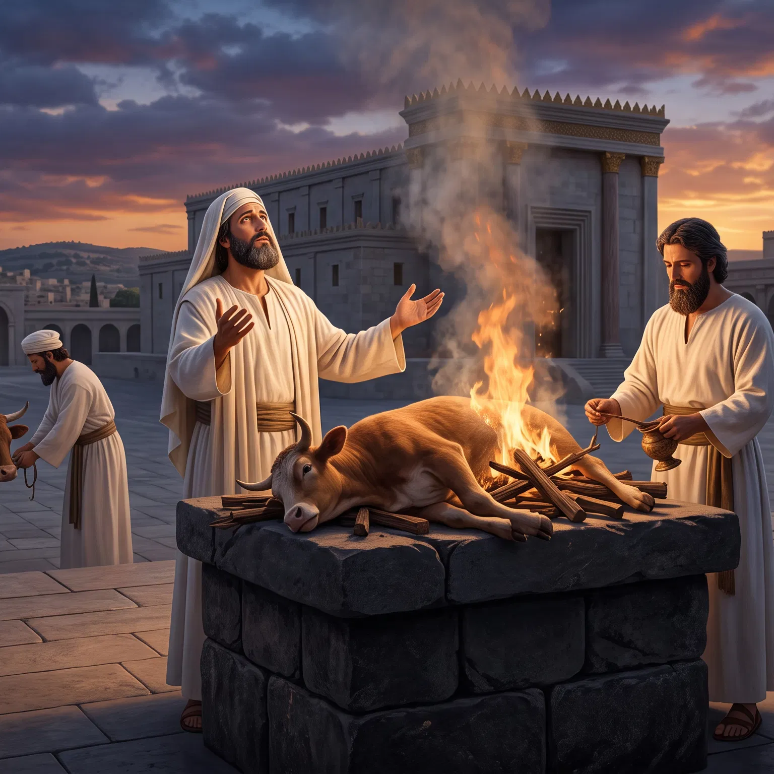 A Priest Offers a Burnt Sacrifice at the Temple