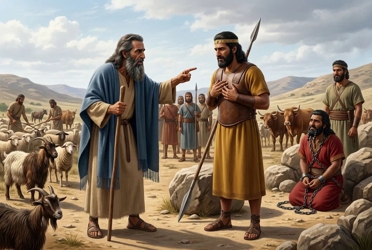 Samuel Rebukes Saul with Spared Flocks and Agag
