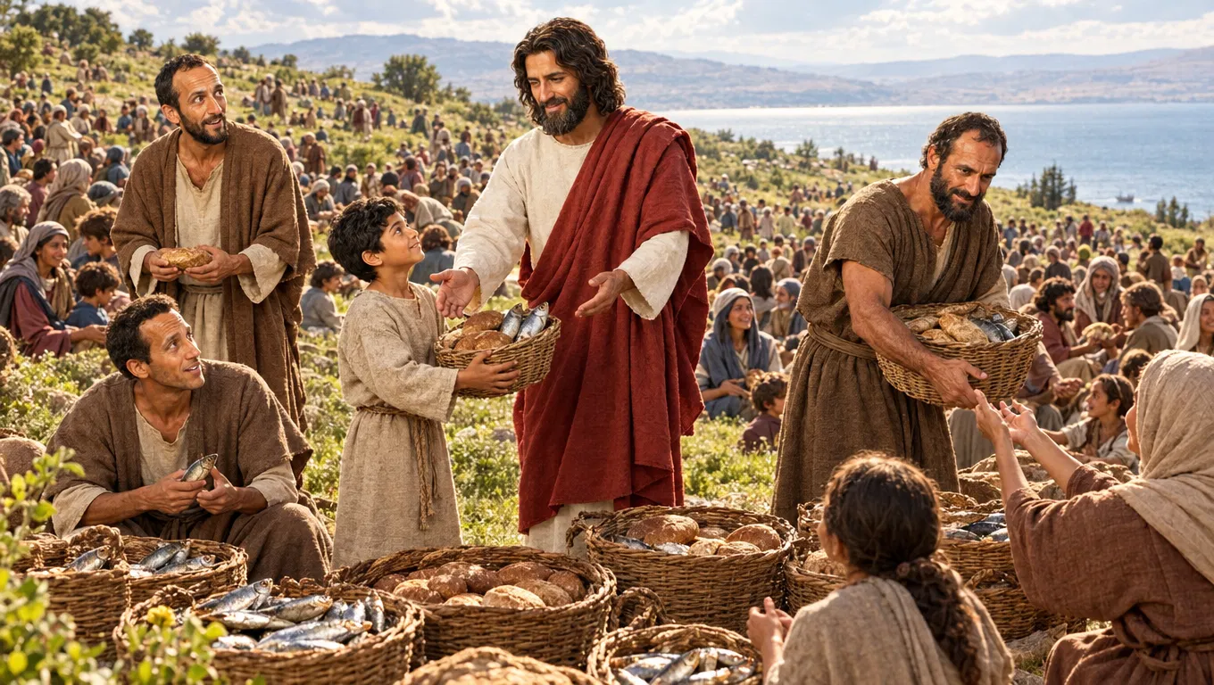 Jesus Feeding the Five Thousand on the Hillside