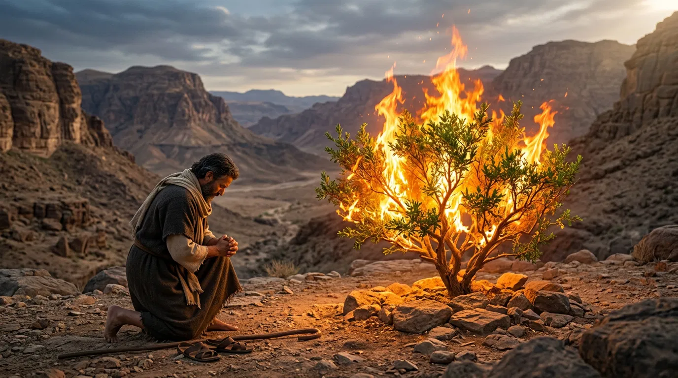 Moses Kneels Before the Burning Bush