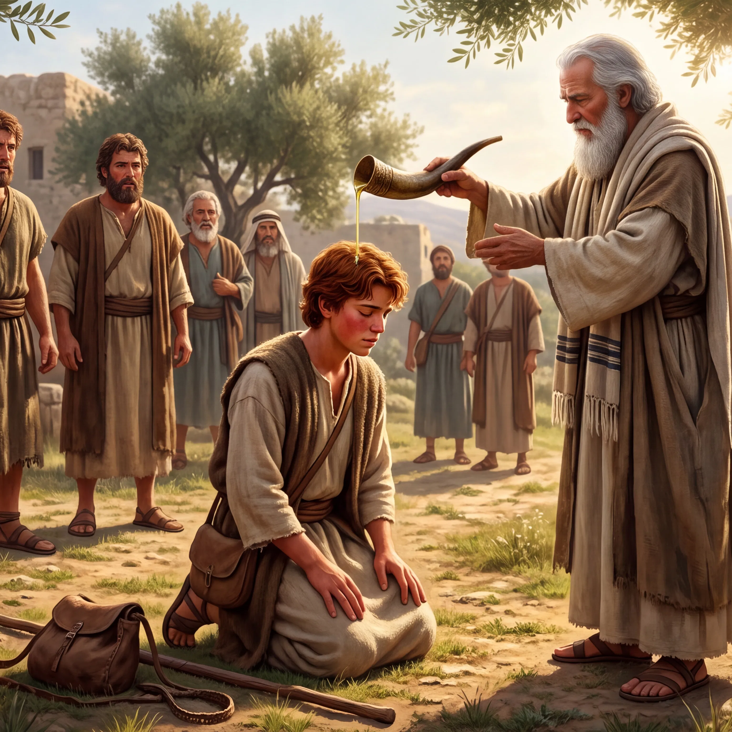 Samuel Anoints Young David With Oil in Bethlehem
