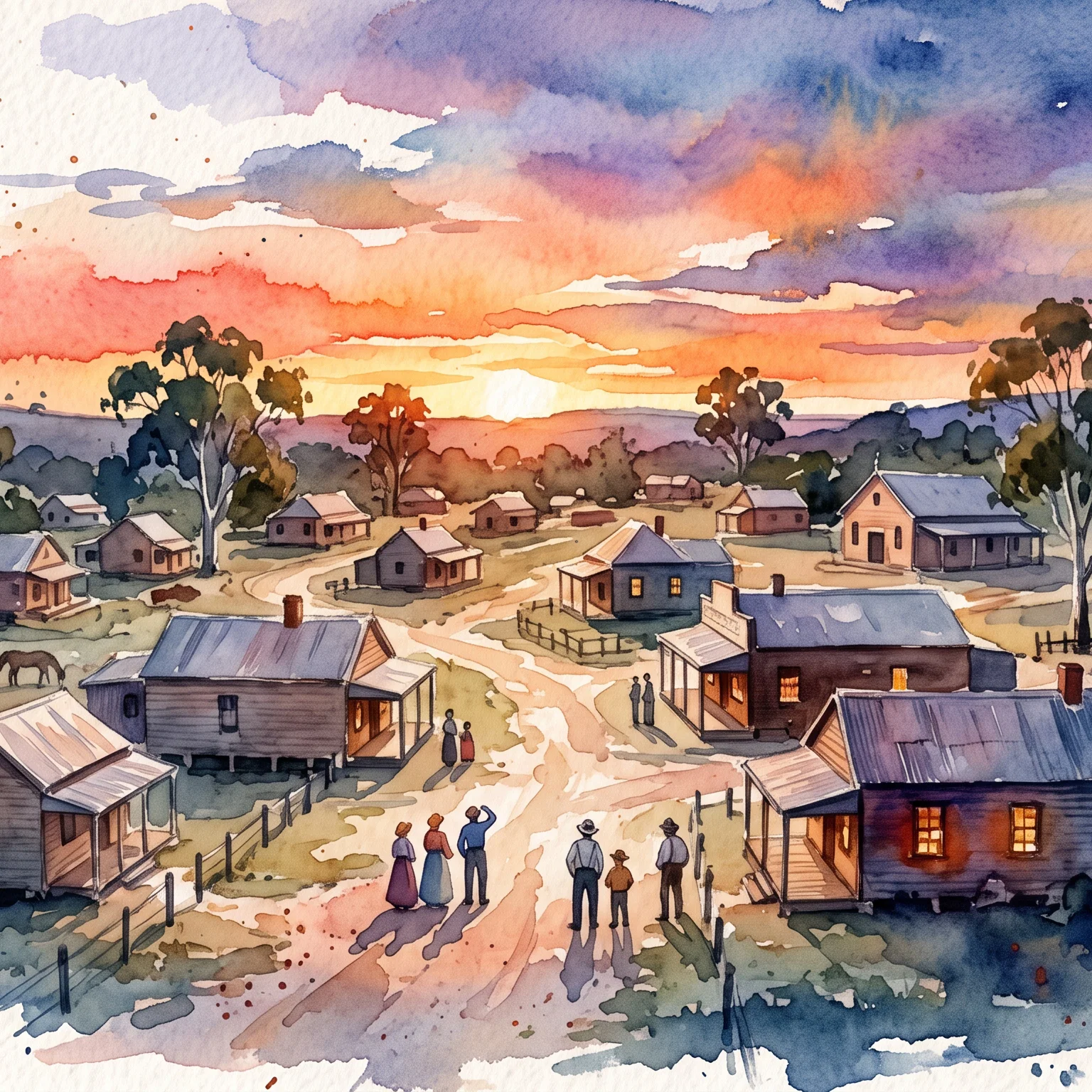 Golden Hour in a Vintage Settlement