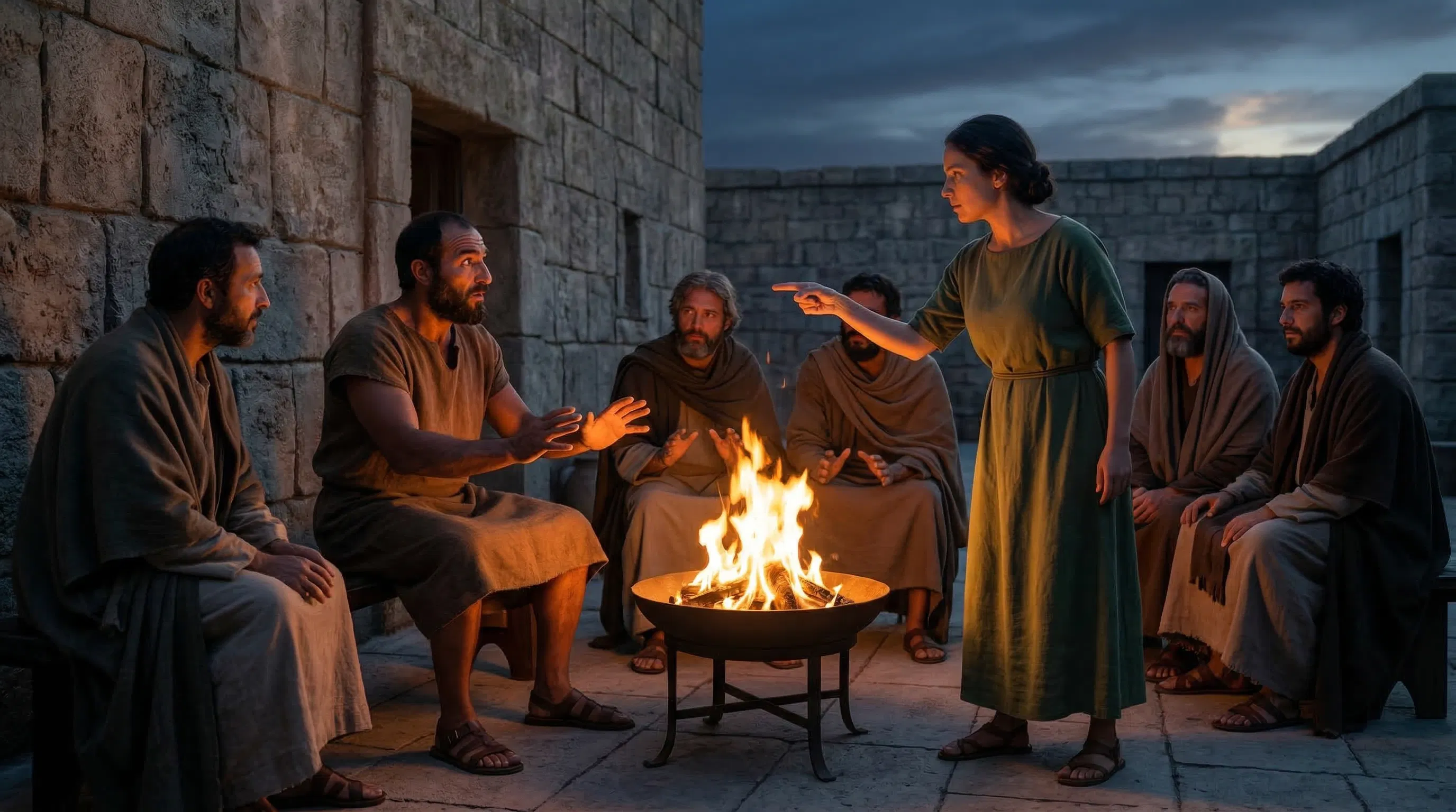 Peter Is Questioned by the Fire in the Courtyard