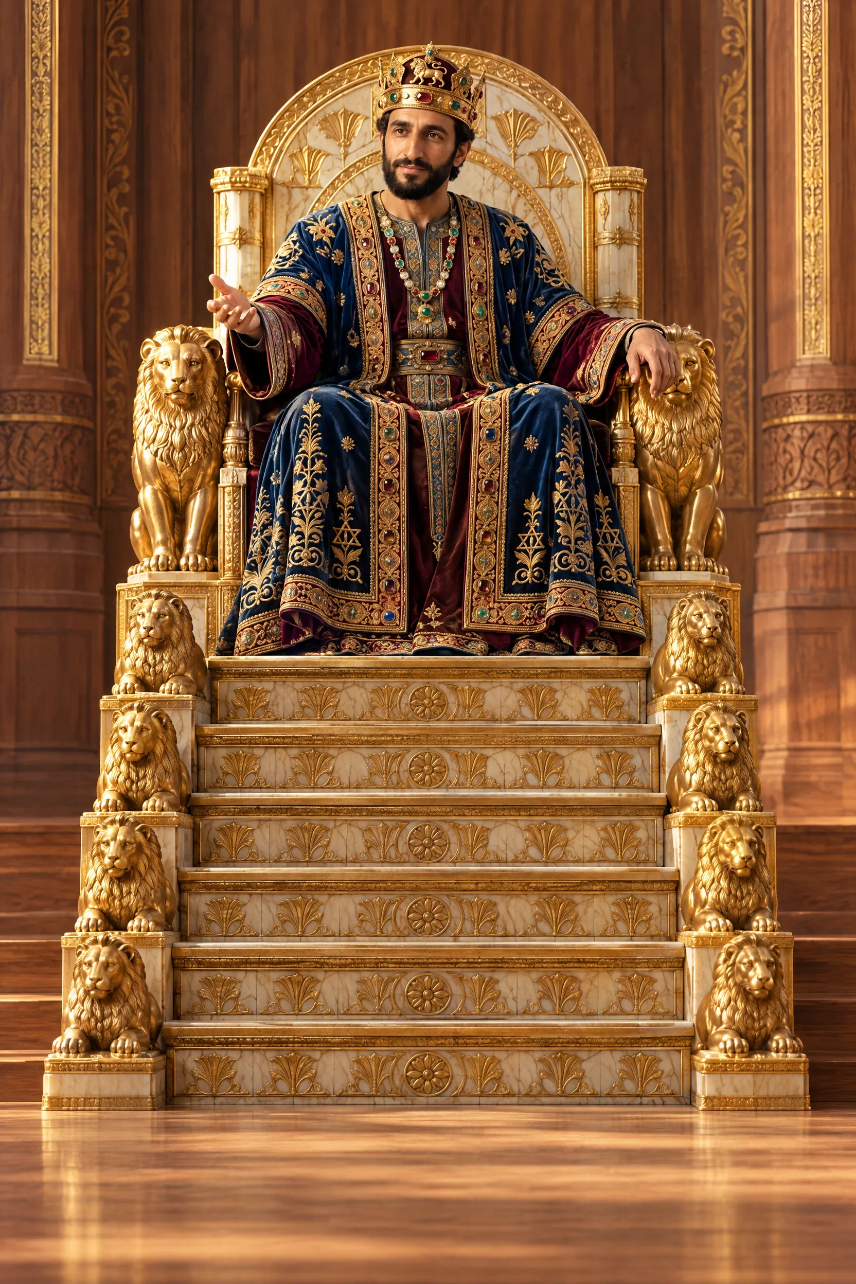 King Solomon Gives Judgment from His Throne