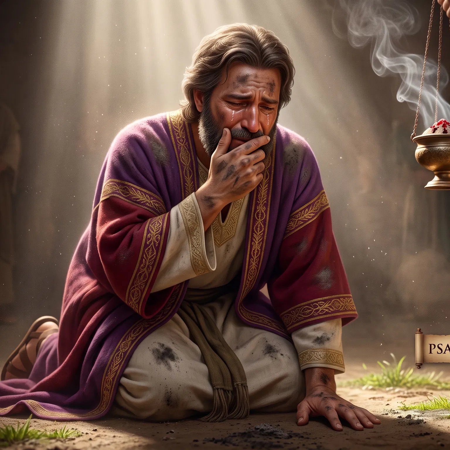 David Weeps in Repentance Before the Sanctuary